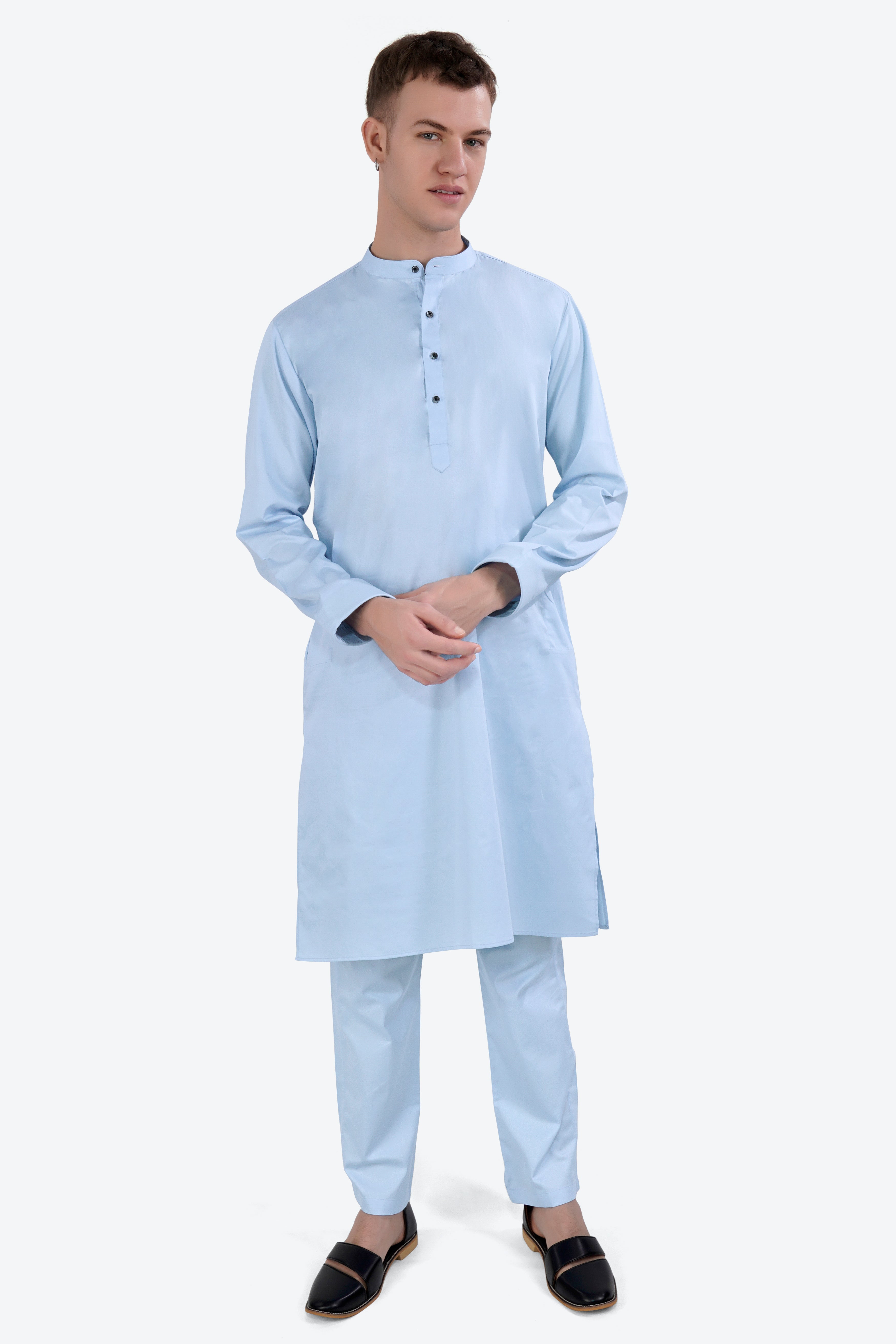 Tropical Blue Subtle Sheen Super Soft Premium Cotton Kurta Set