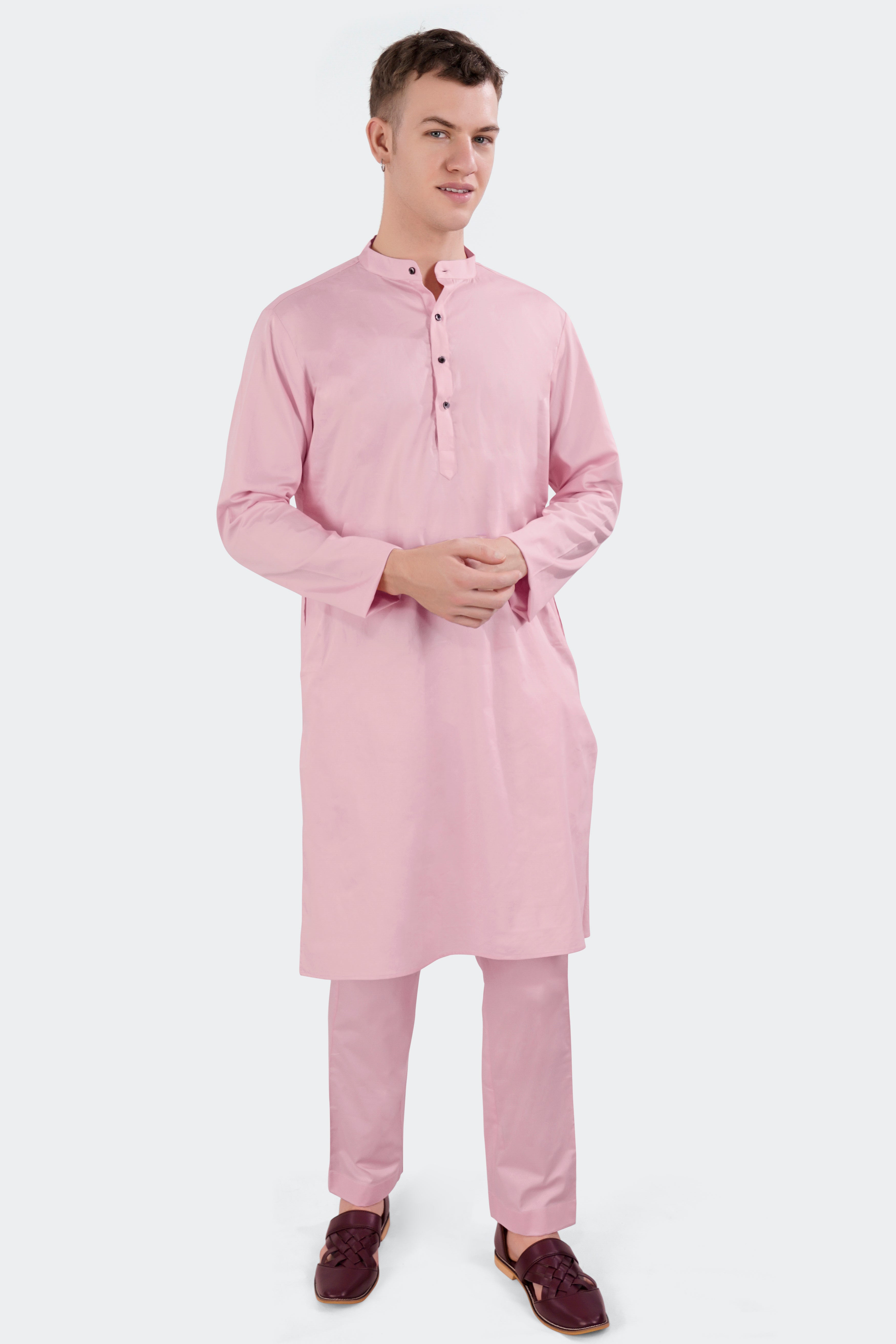 Azalea Pink Subtle Sheen Super Soft Premium Cotton Kurta Set