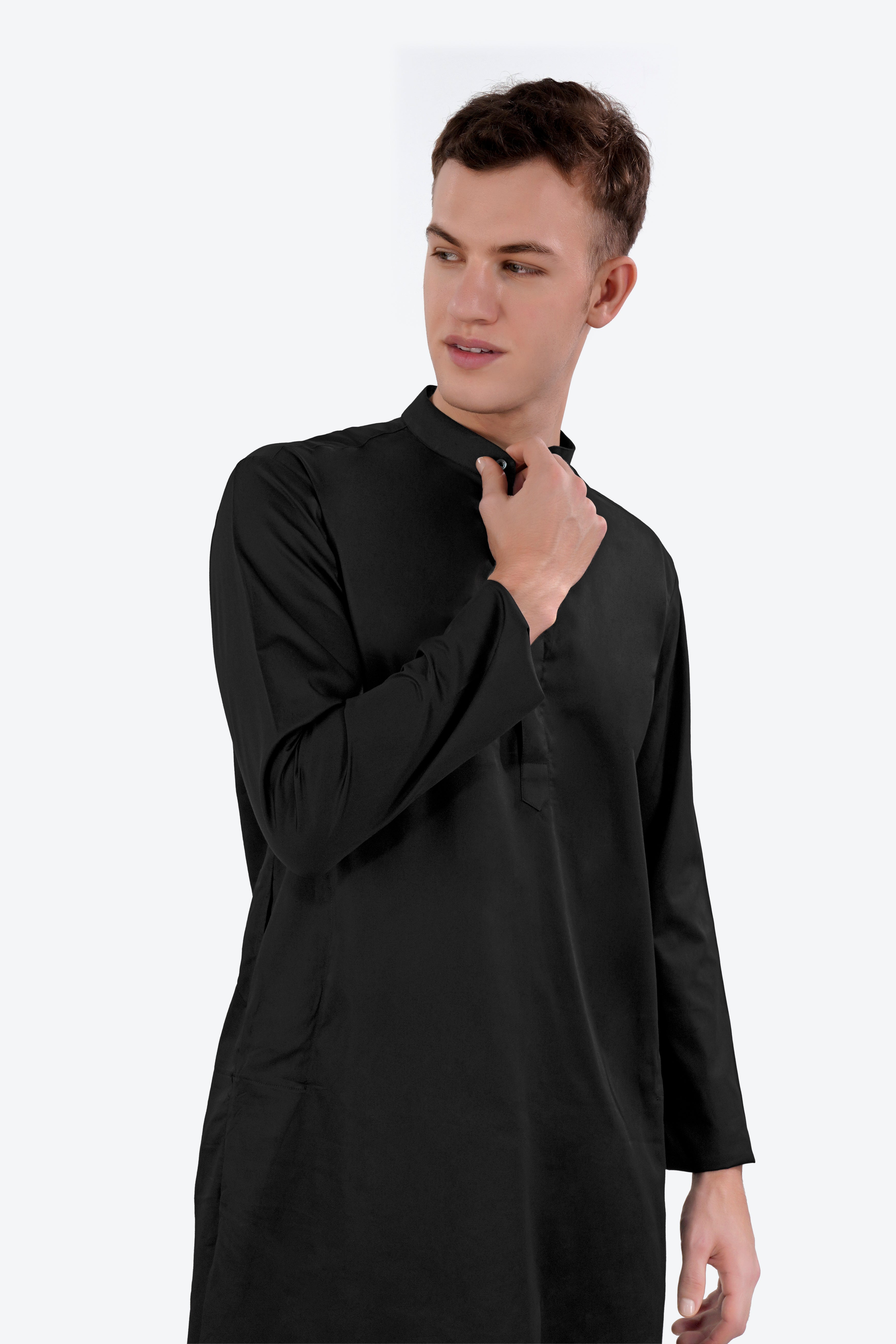 Jade Black Subtle Sheen Super Soft Premium Cotton Kurta Set KT043-BLK-38, KT043-BLK-39, KT043-BLK-40, KT043-BLK-42, KT043-BLK-44, KT043-BLK-46, KT043-BLK-48, KT043-BLK-50, KT043-BLK-52