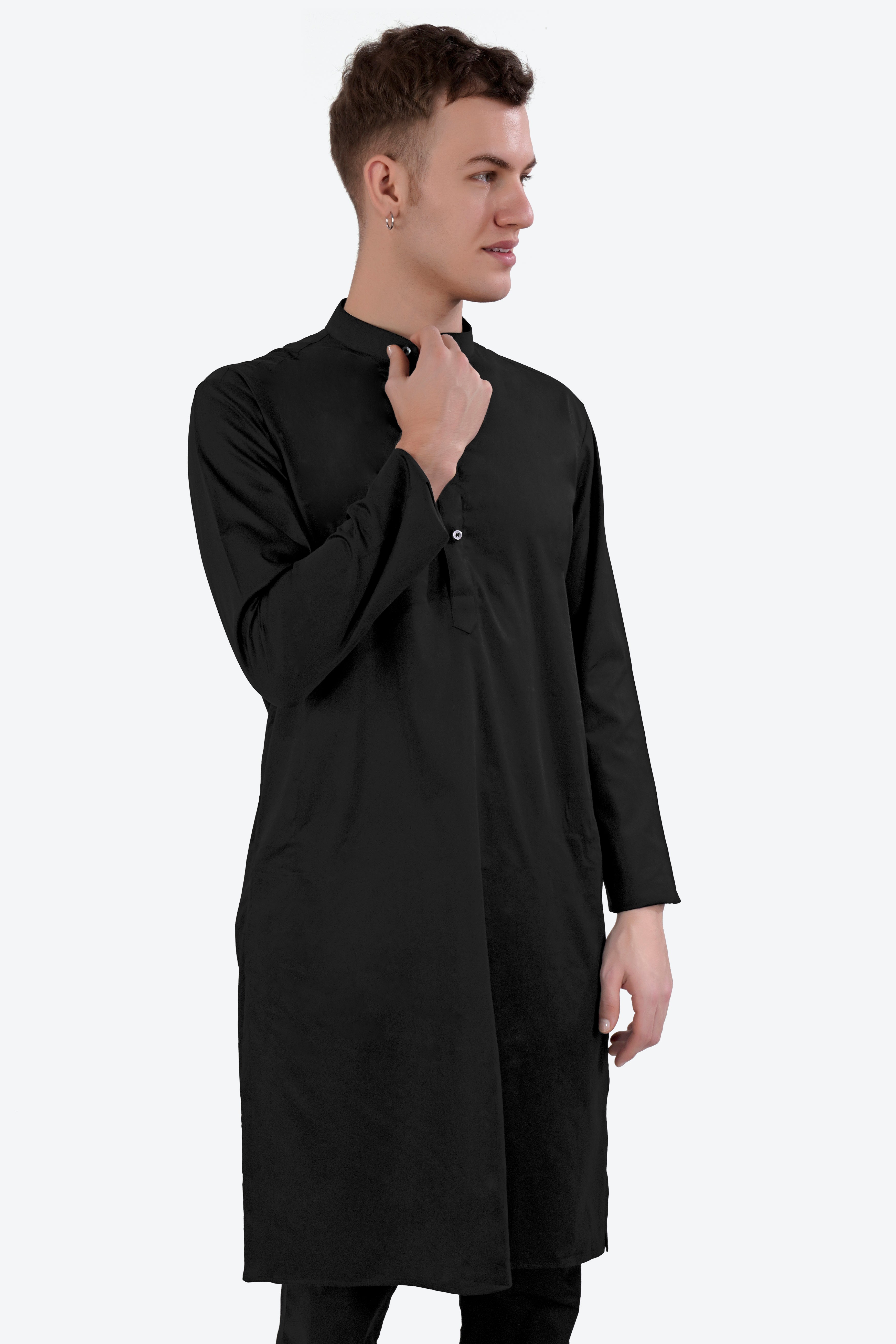 Jade Black Subtle Sheen Super Soft Premium Cotton Kurta Set KT043-BLK-38, KT043-BLK-39, KT043-BLK-40, KT043-BLK-42, KT043-BLK-44, KT043-BLK-46, KT043-BLK-48, KT043-BLK-50, KT043-BLK-52