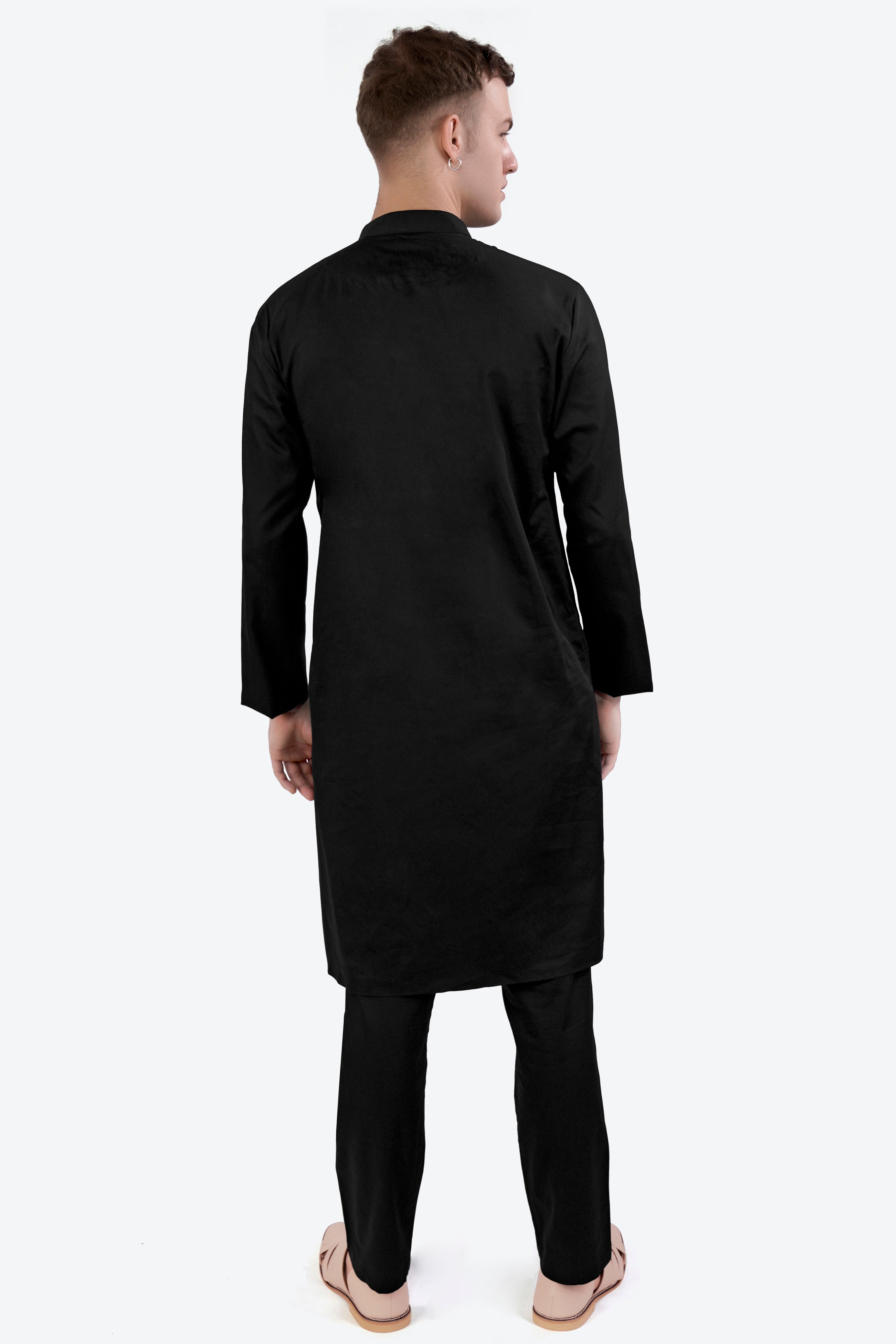 Jade Black Subtle Sheen Super Soft Premium Cotton Kurta Set KT043-BLK-38, KT043-BLK-39, KT043-BLK-40, KT043-BLK-42, KT043-BLK-44, KT043-BLK-46, KT043-BLK-48, KT043-BLK-50, KT043-BLK-52