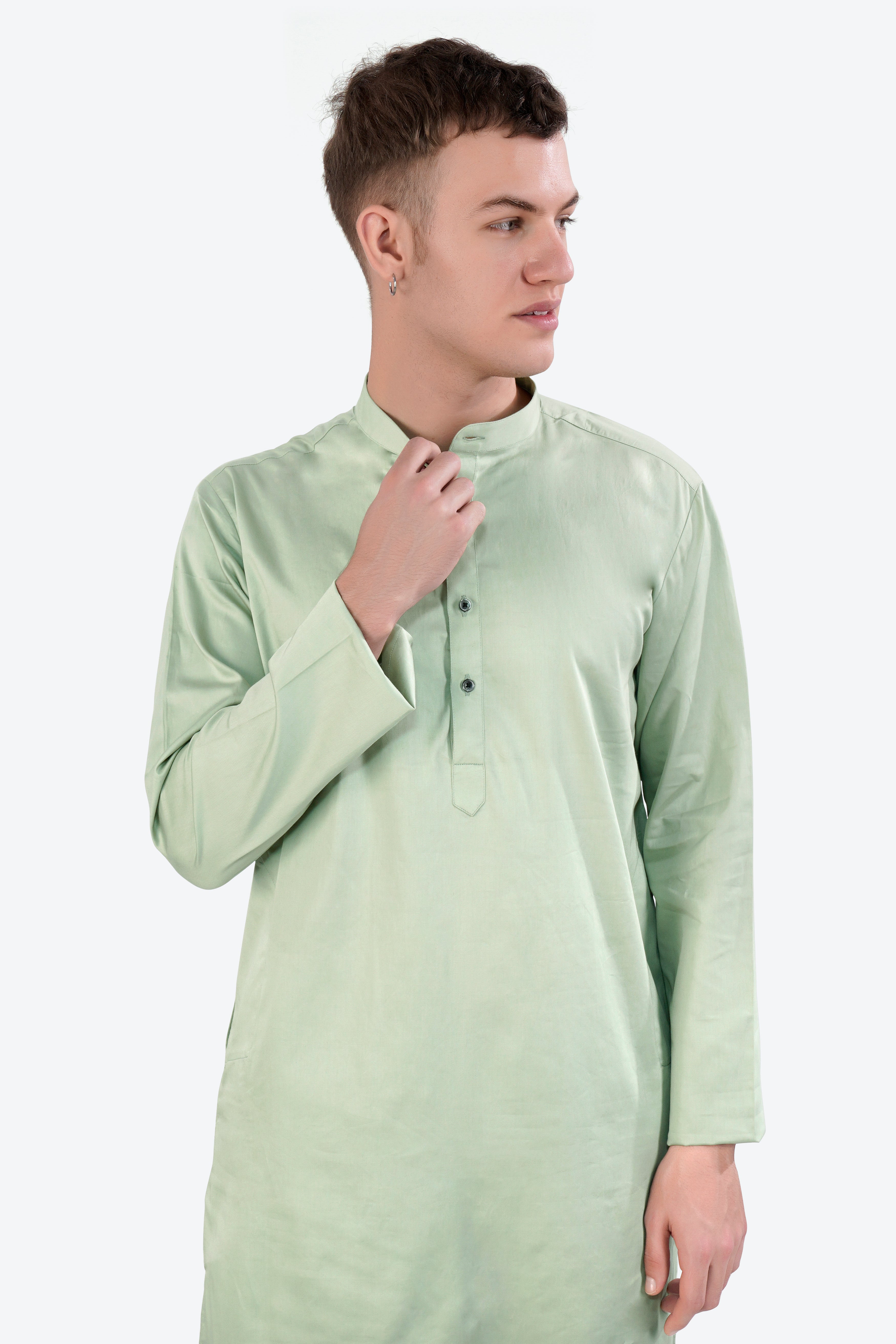 Coriander Green Subtle Sheen Super Soft Premium Cotton Kurta Set