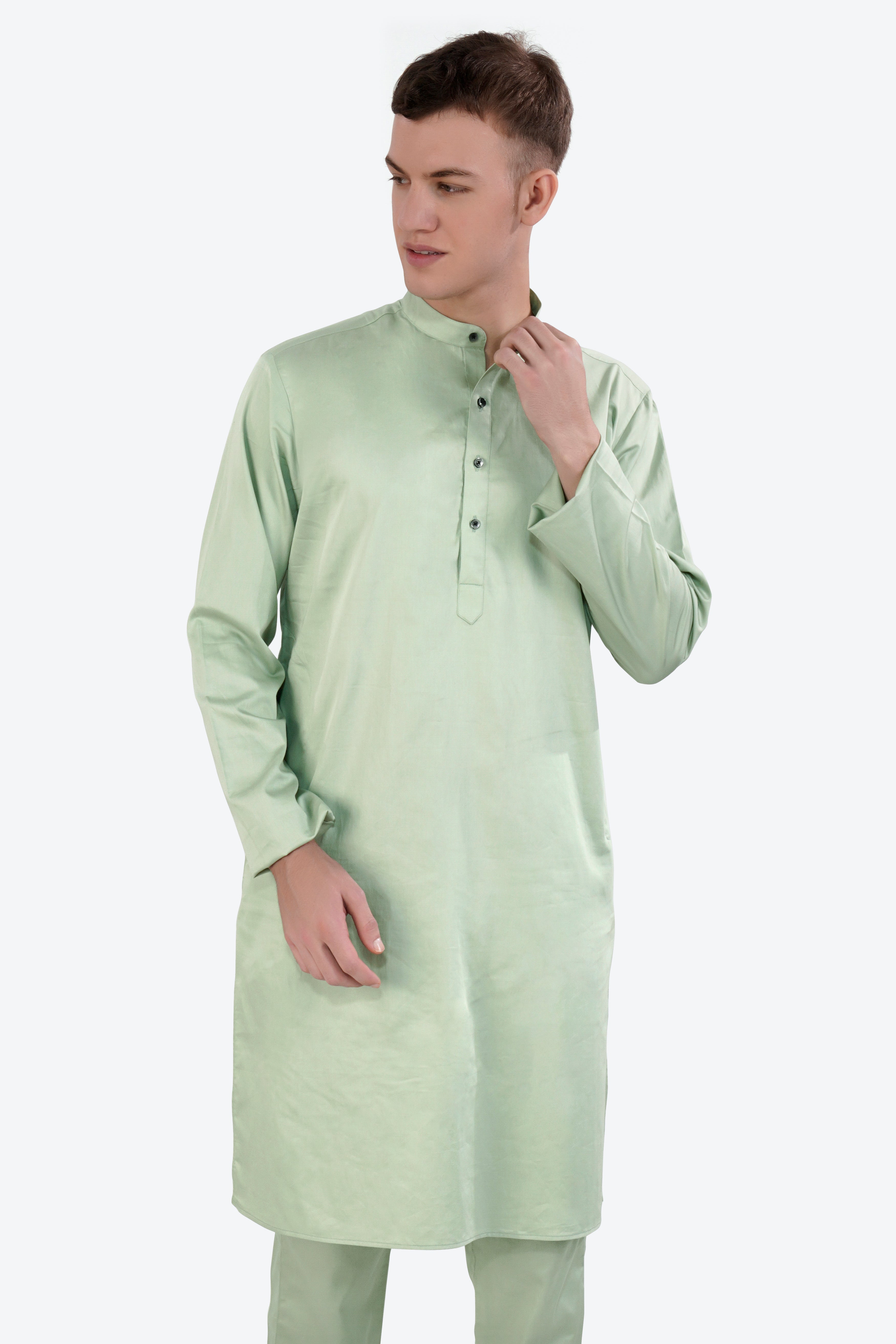 Coriander Green Subtle Sheen Super Soft Premium Cotton Kurta Set