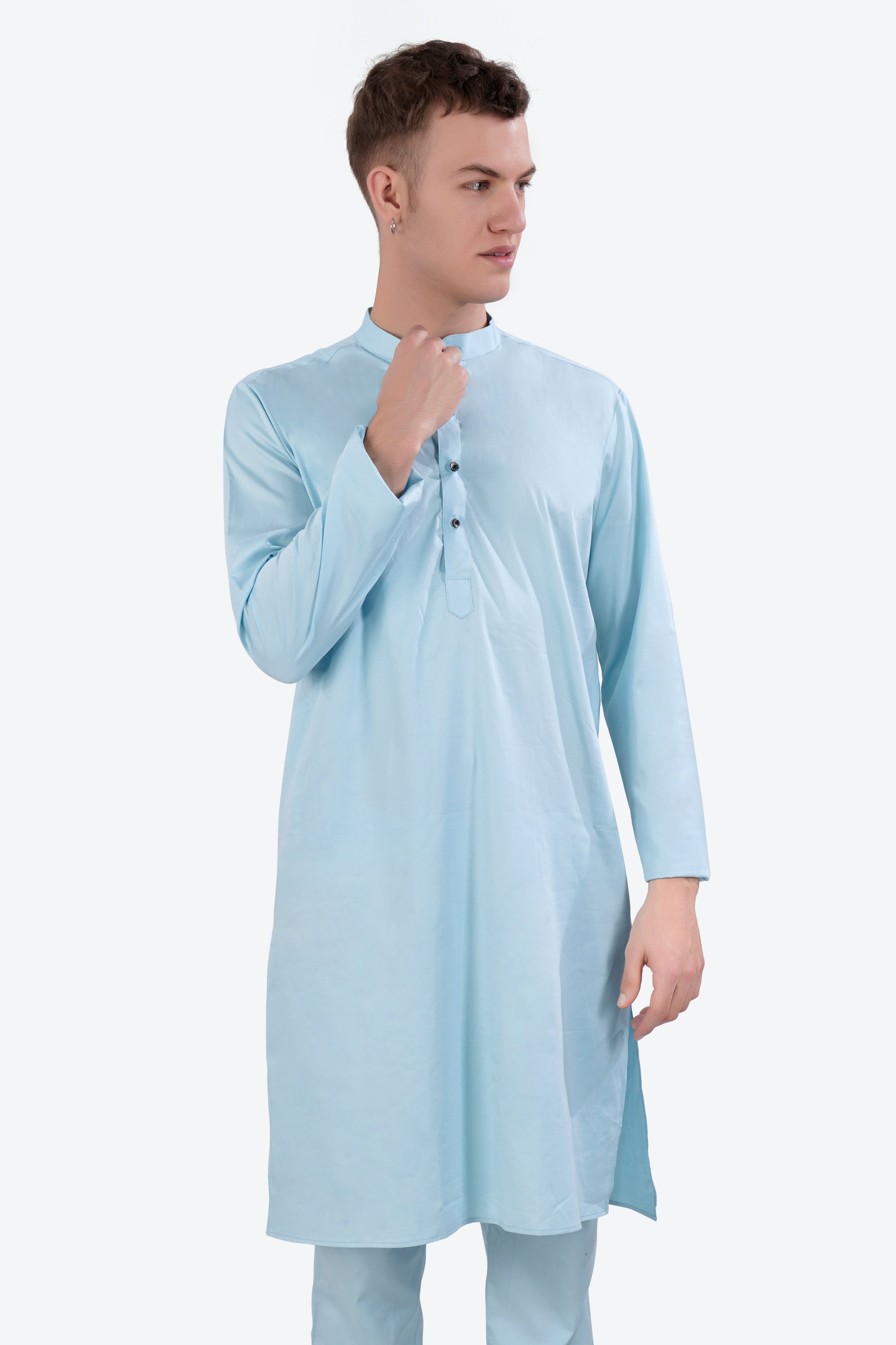 Turquoise Blue Subtle Sheen Super Soft Premium Cotton Kurta Set