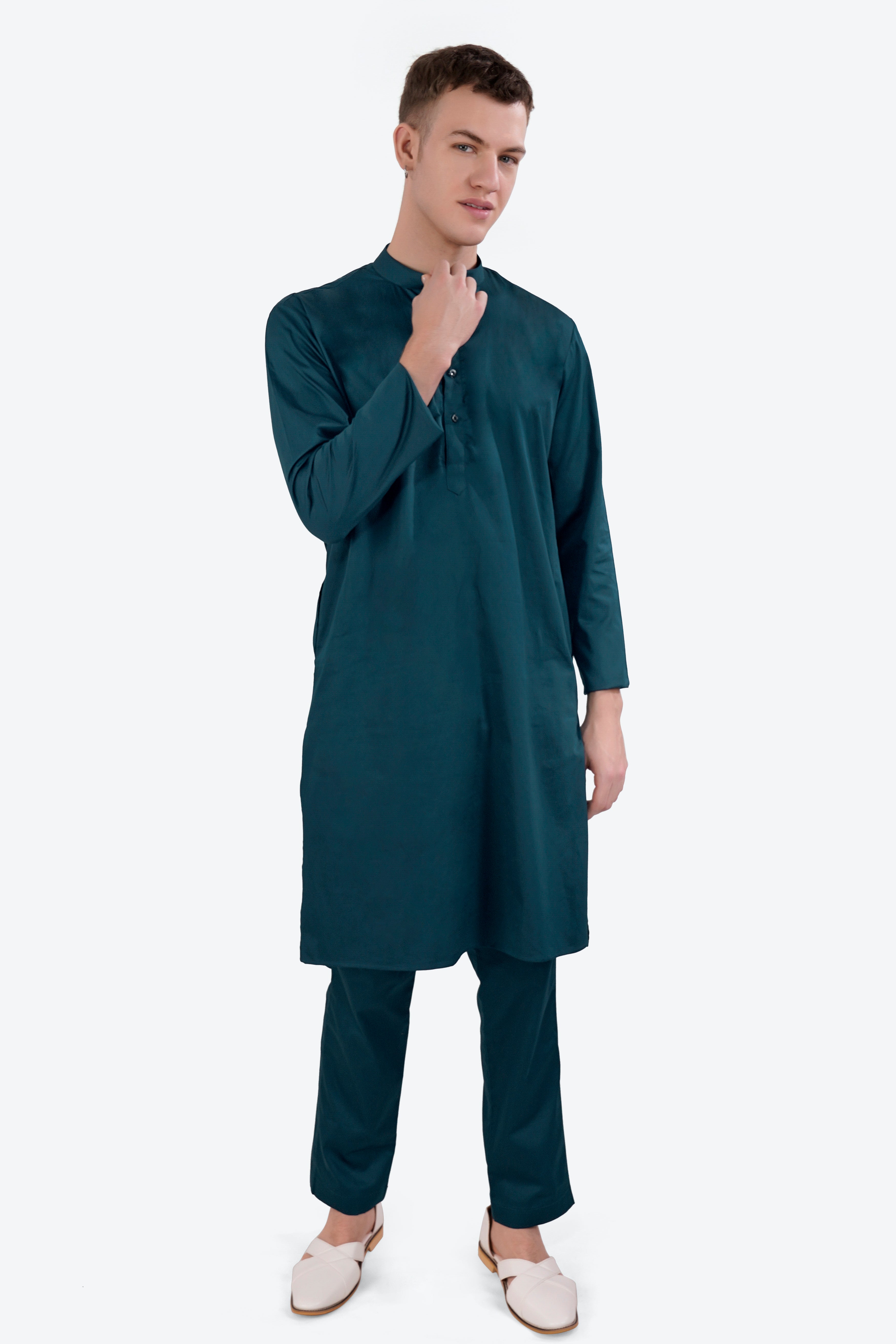 Nile Blue Subtle Sheen Super Soft Premium Cotton Kurta Set