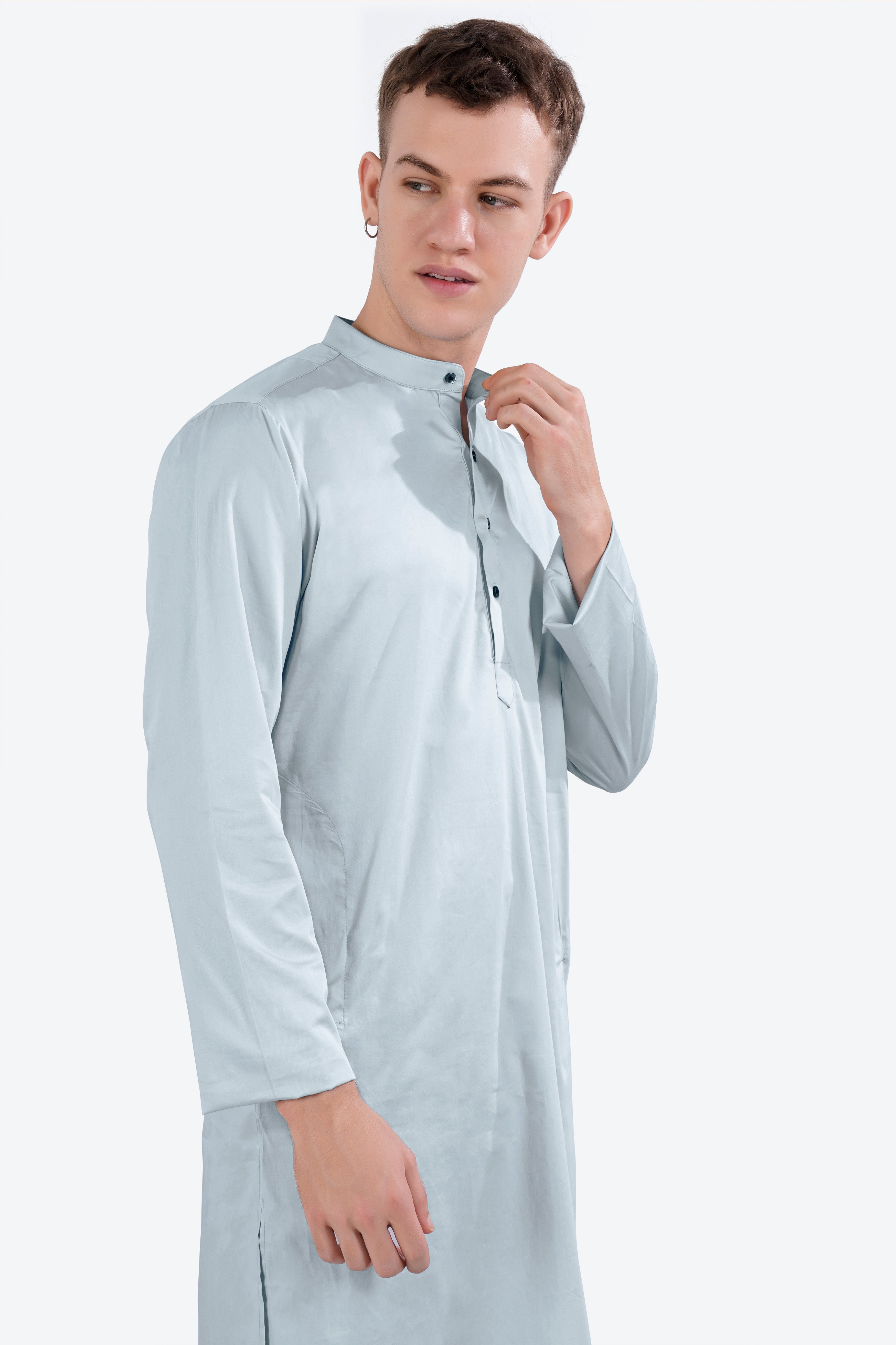 Oyster Blue Subtle Sheen Super Soft Premium Cotton Kurta Set