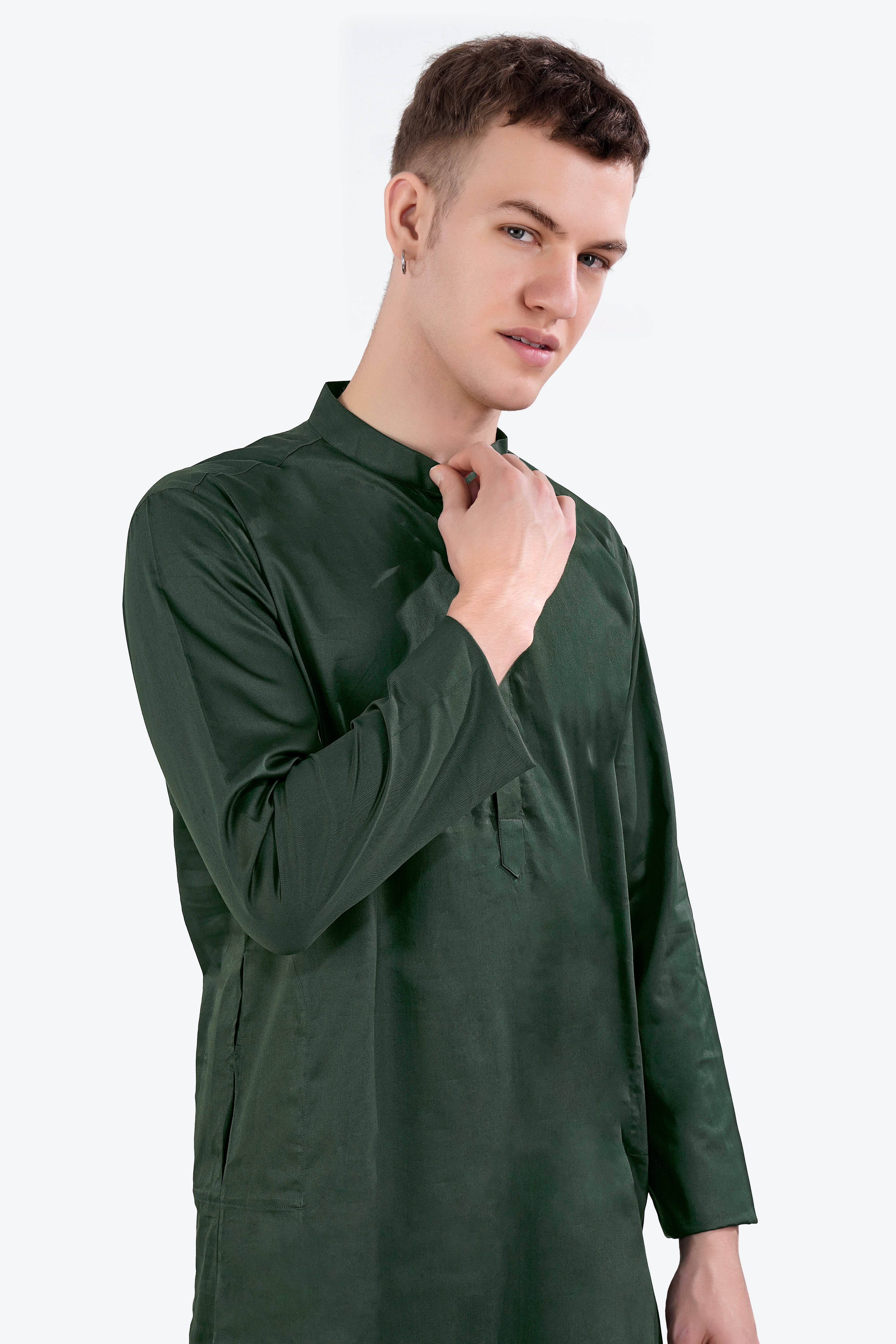 Timber Green Subtle Sheen Super Soft Premium Cotton Kurta Set