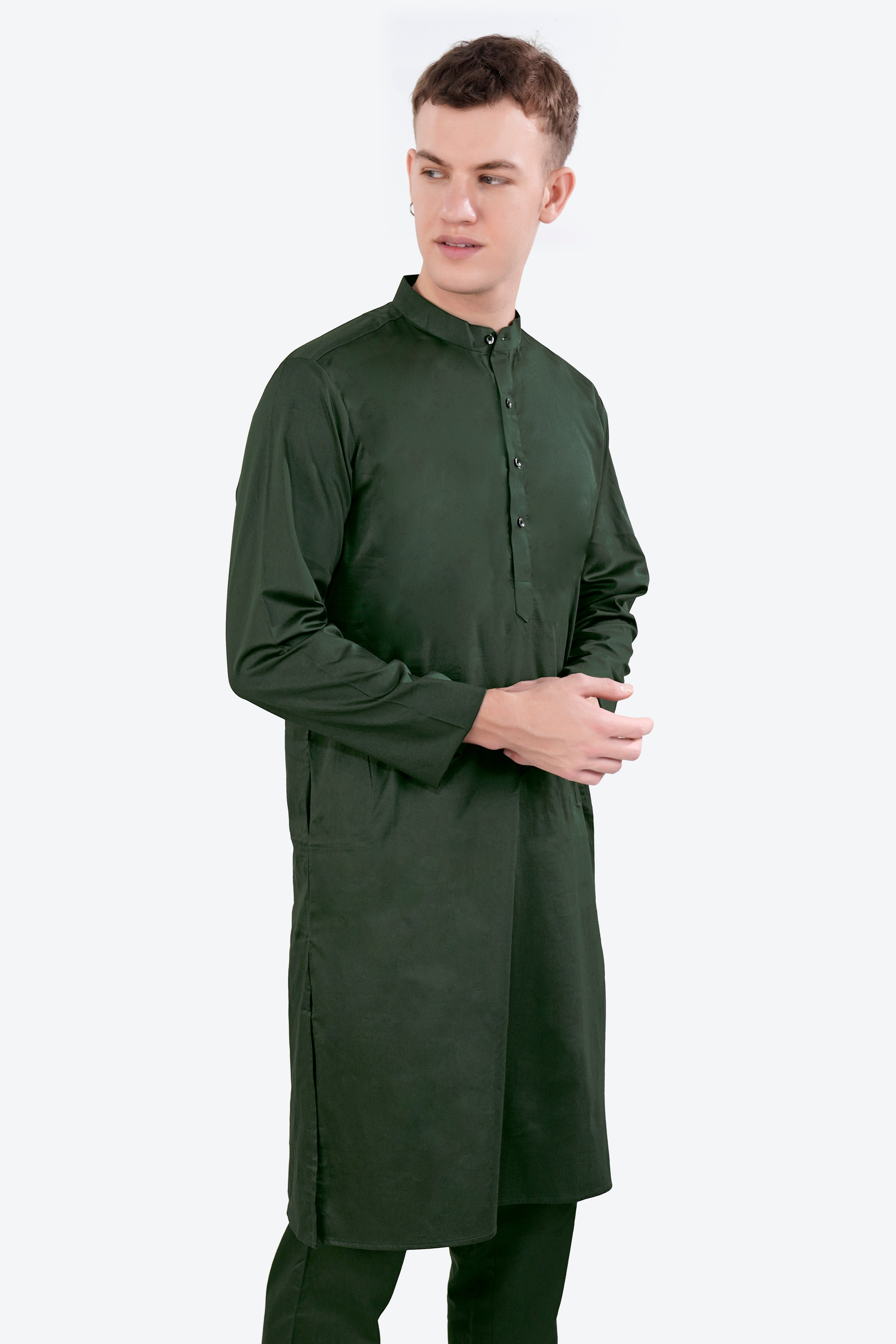 Timber Green Subtle Sheen Super Soft Premium Cotton Kurta Set