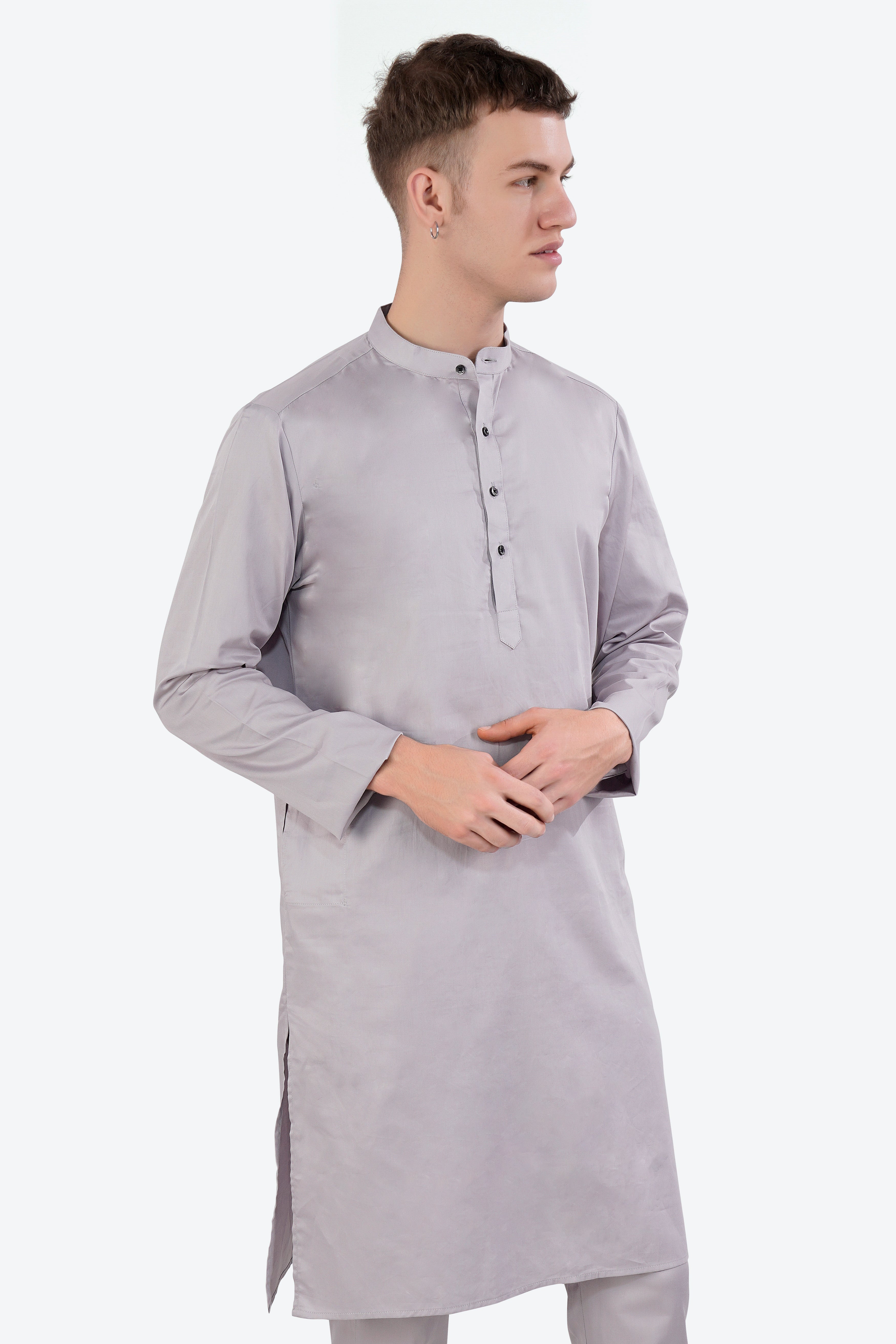 Pale Slate Lavender Subtle Sheen Super Soft Premium Cotton Kurta Set