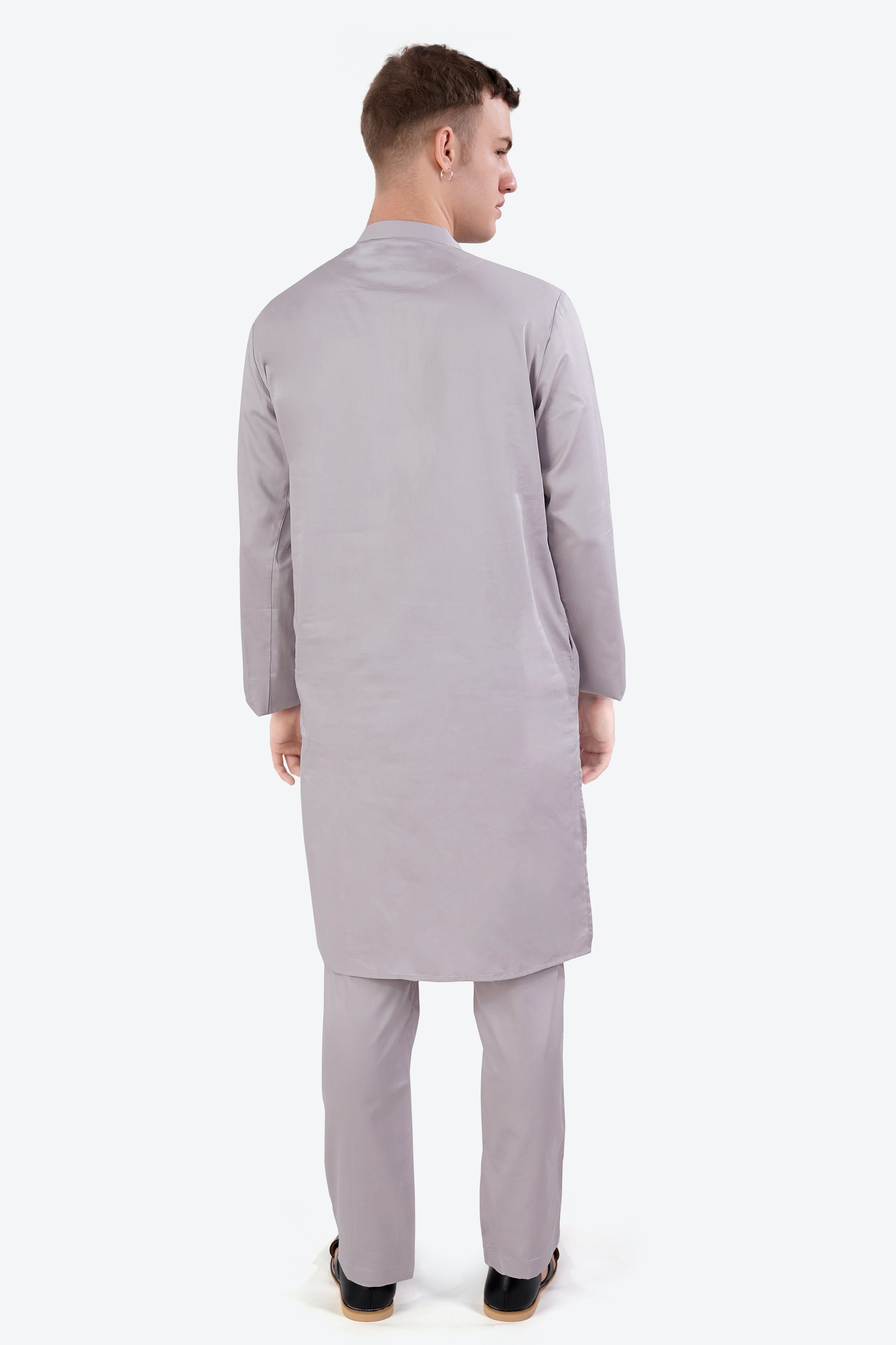 Pale Slate Lavender Subtle Sheen Super Soft Premium Cotton Kurta Set