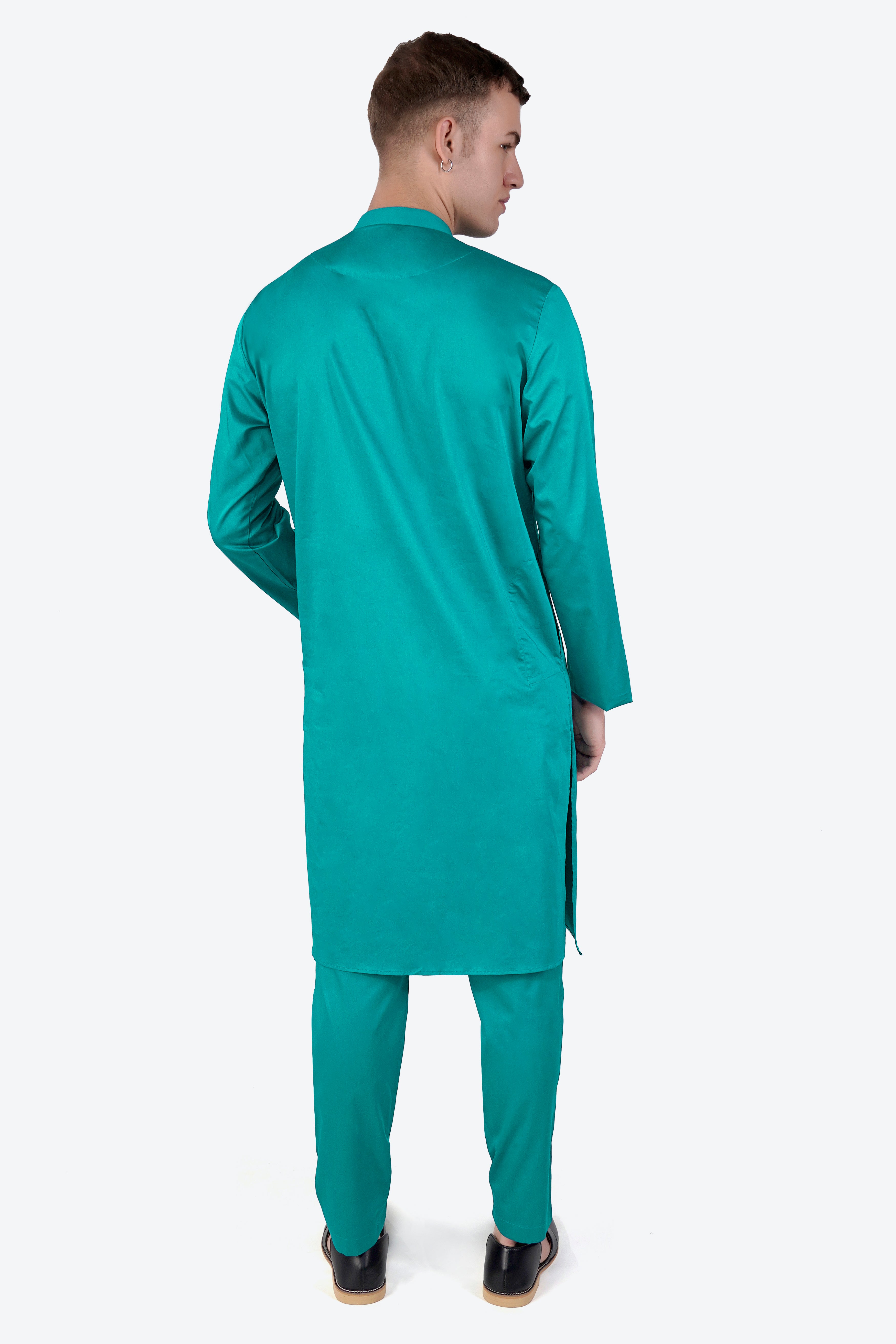 Teal Blue Subtle Sheen Super Soft Premium Cotton Kurta Set