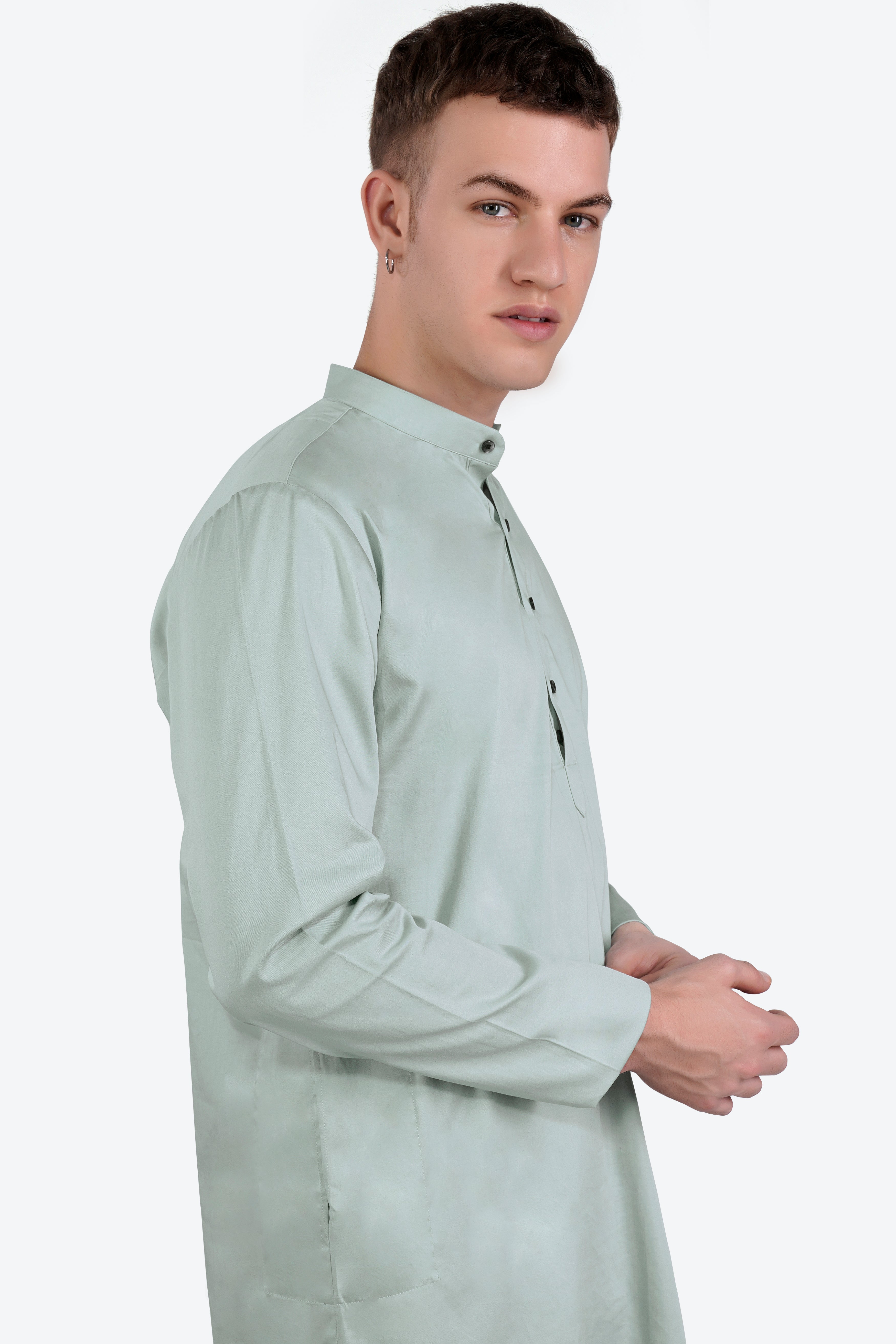 Periglacial Green Subtle Sheen Super Soft Premium Cotton Kurta Set