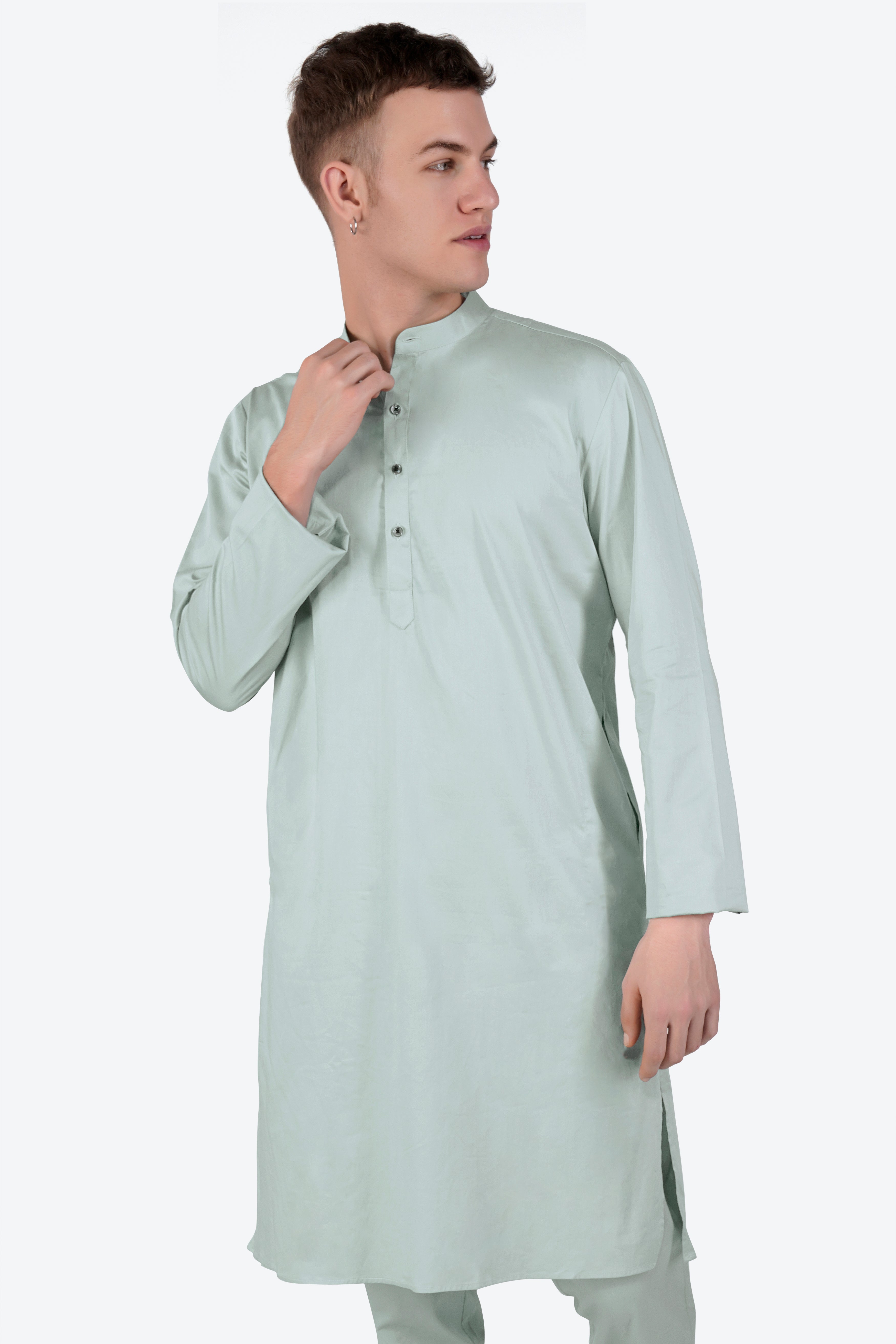 Periglacial Green Subtle Sheen Super Soft Premium Cotton Kurta Set