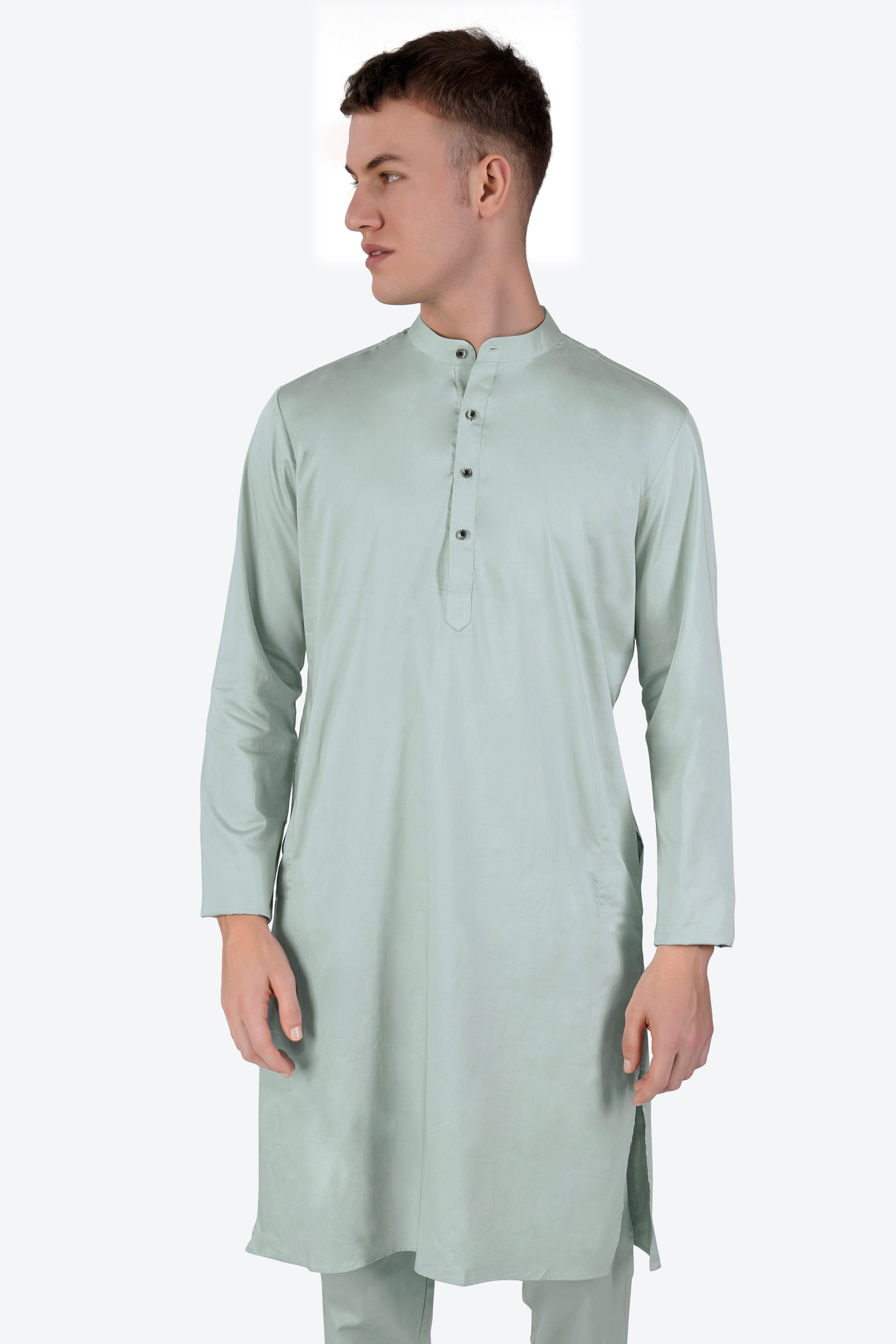 Periglacial Green Subtle Sheen Super Soft Premium Cotton Kurta Set