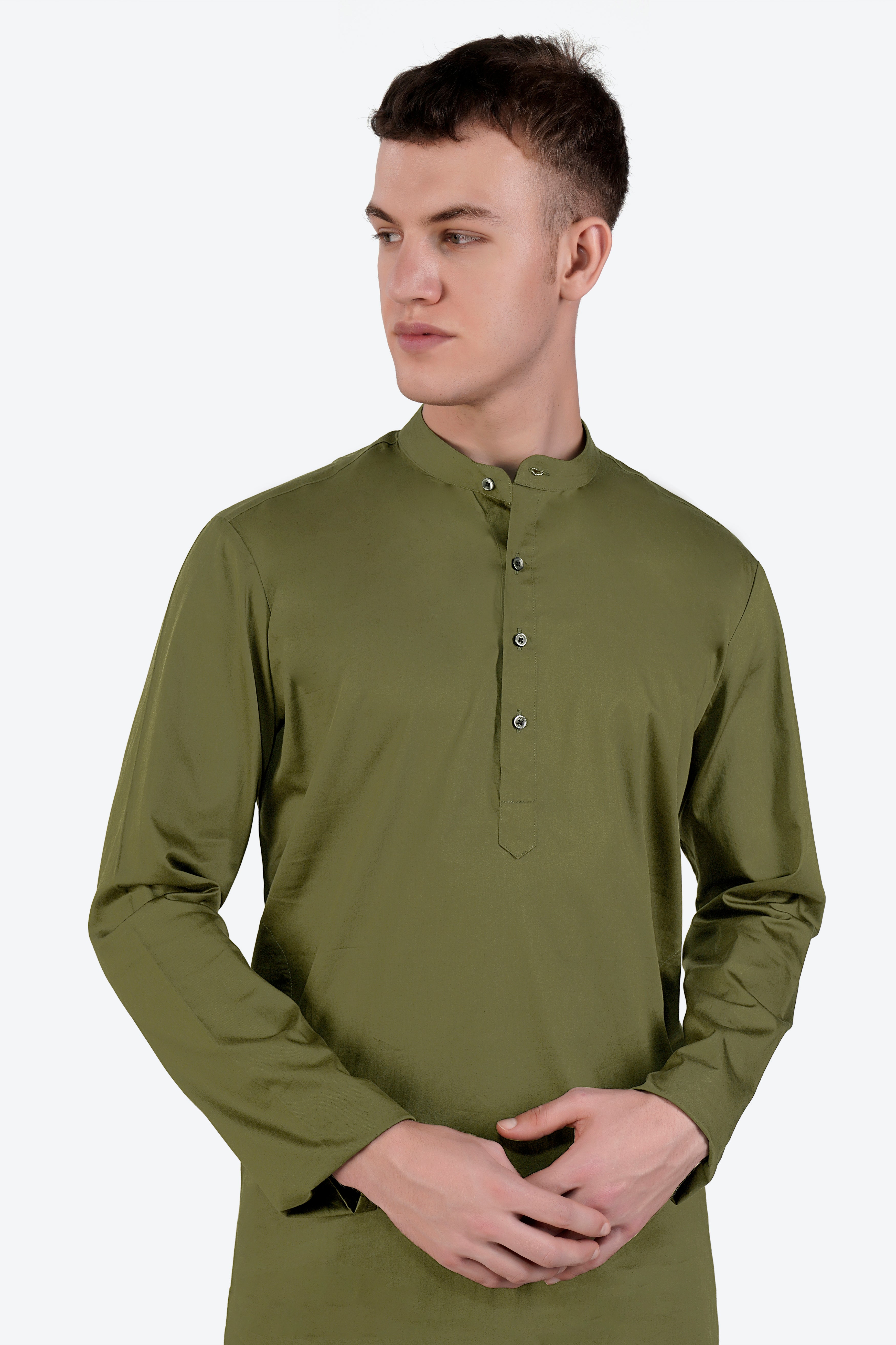 Fuscous Green Subtle Sheen Super Soft Premium Cotton Kurta Set