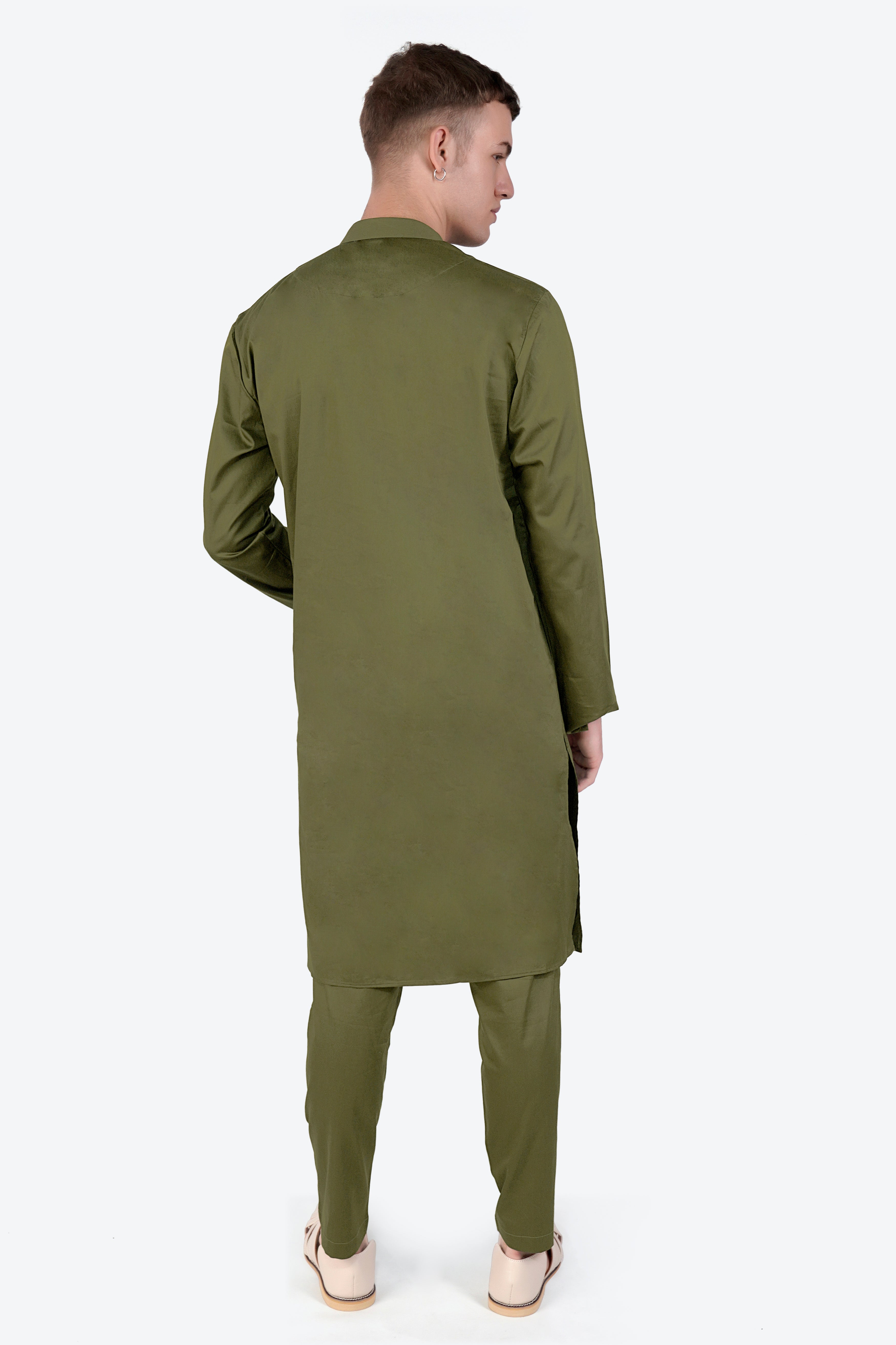 Fuscous Green Subtle Sheen Super Soft Premium Cotton Kurta Set