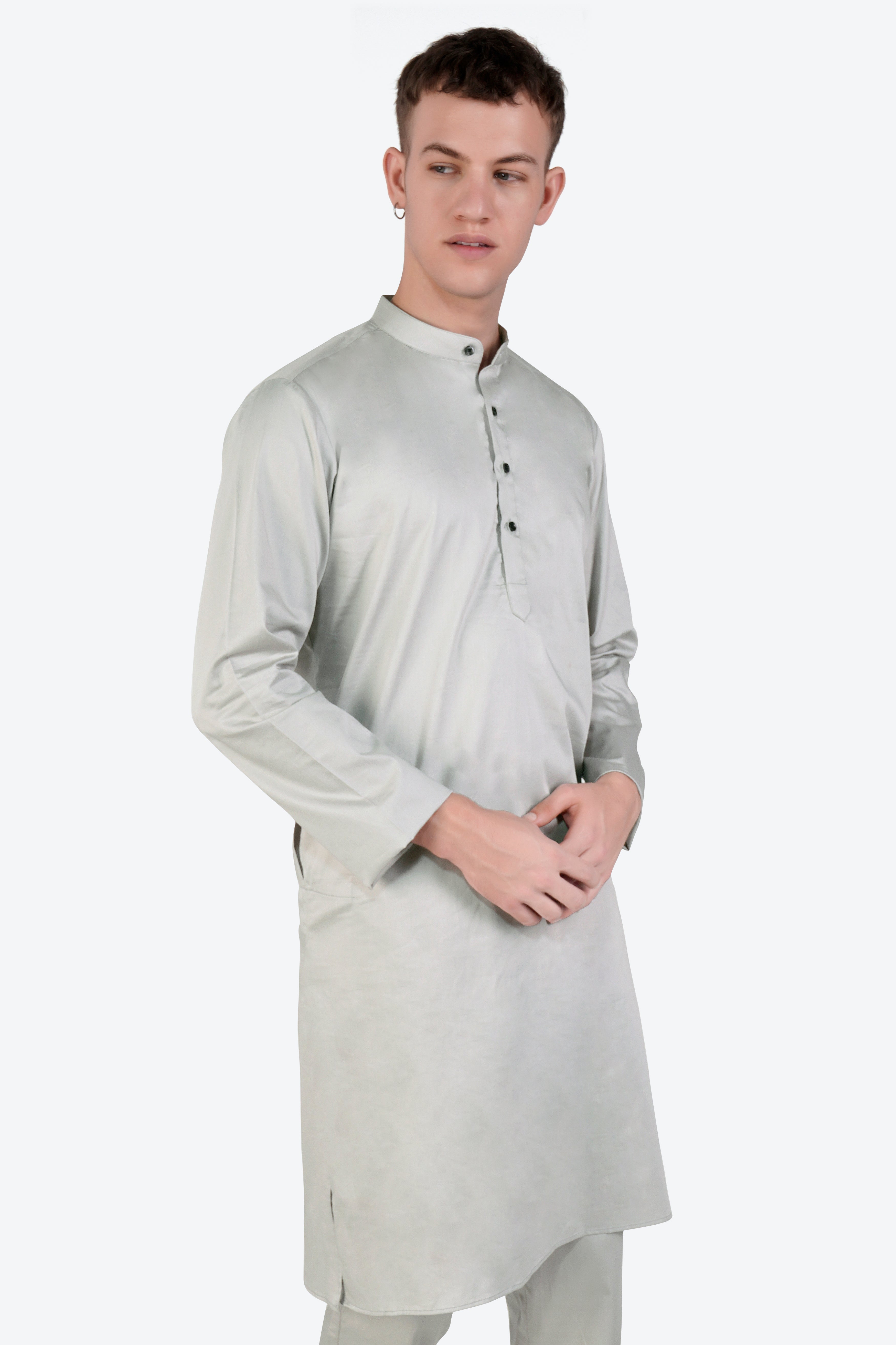 Celeste Gray Subtle Sheen Super Soft Premium Cotton Kurta Set