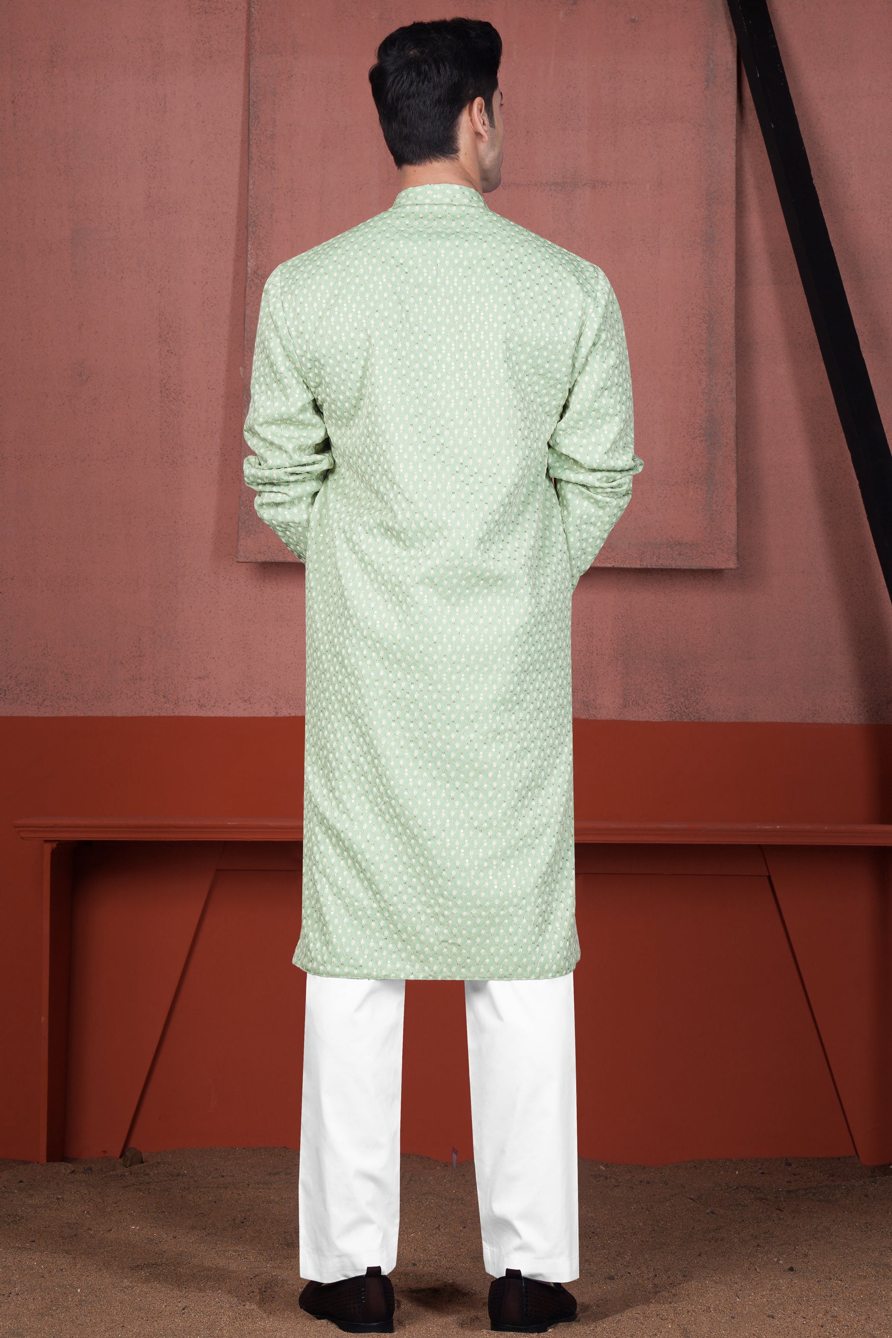 Tasman Green Embroidered Viscose Designer Kurta Set