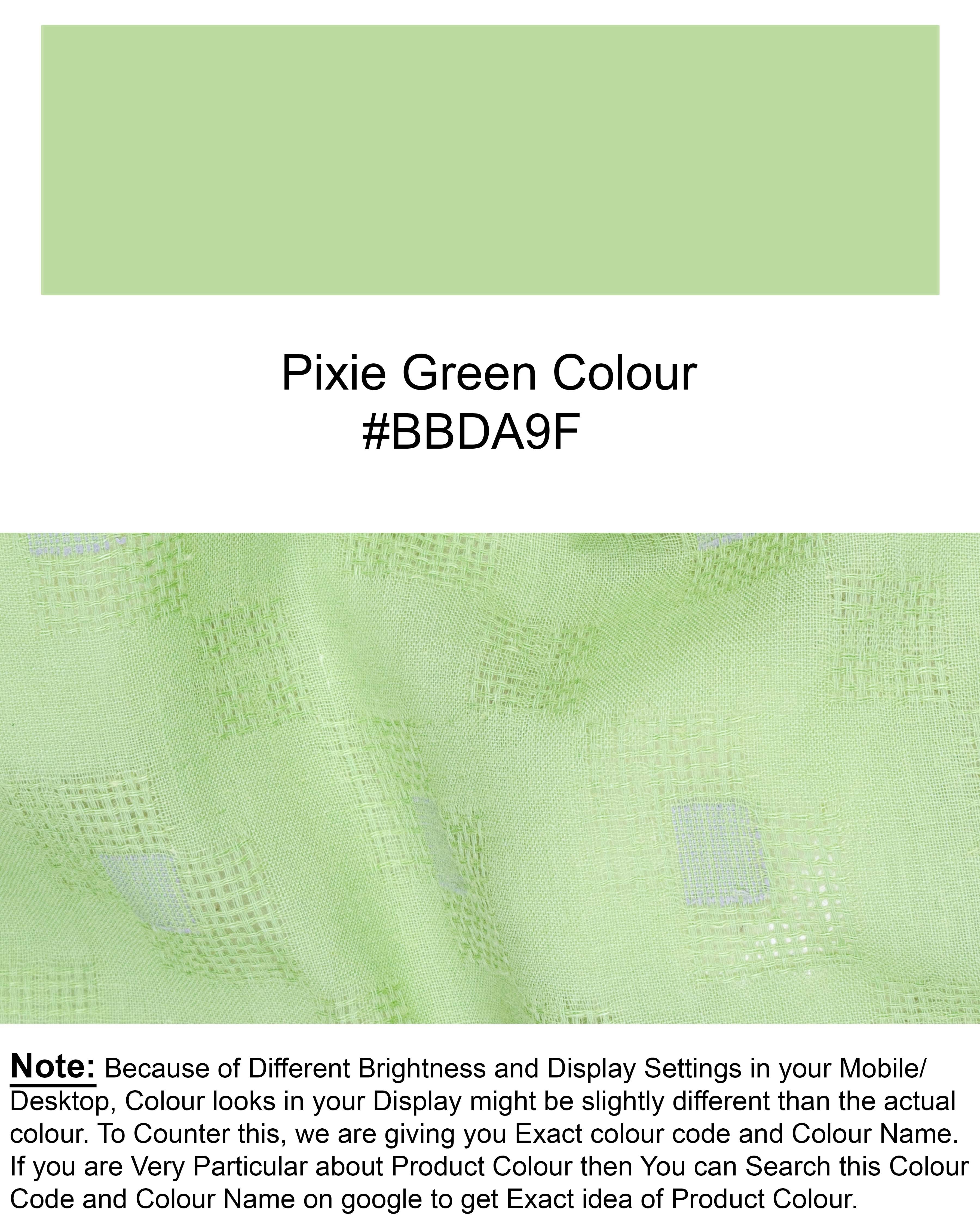 Pixie Green Geometric Dobby Textured Premium Giza Cotton Kurta Set