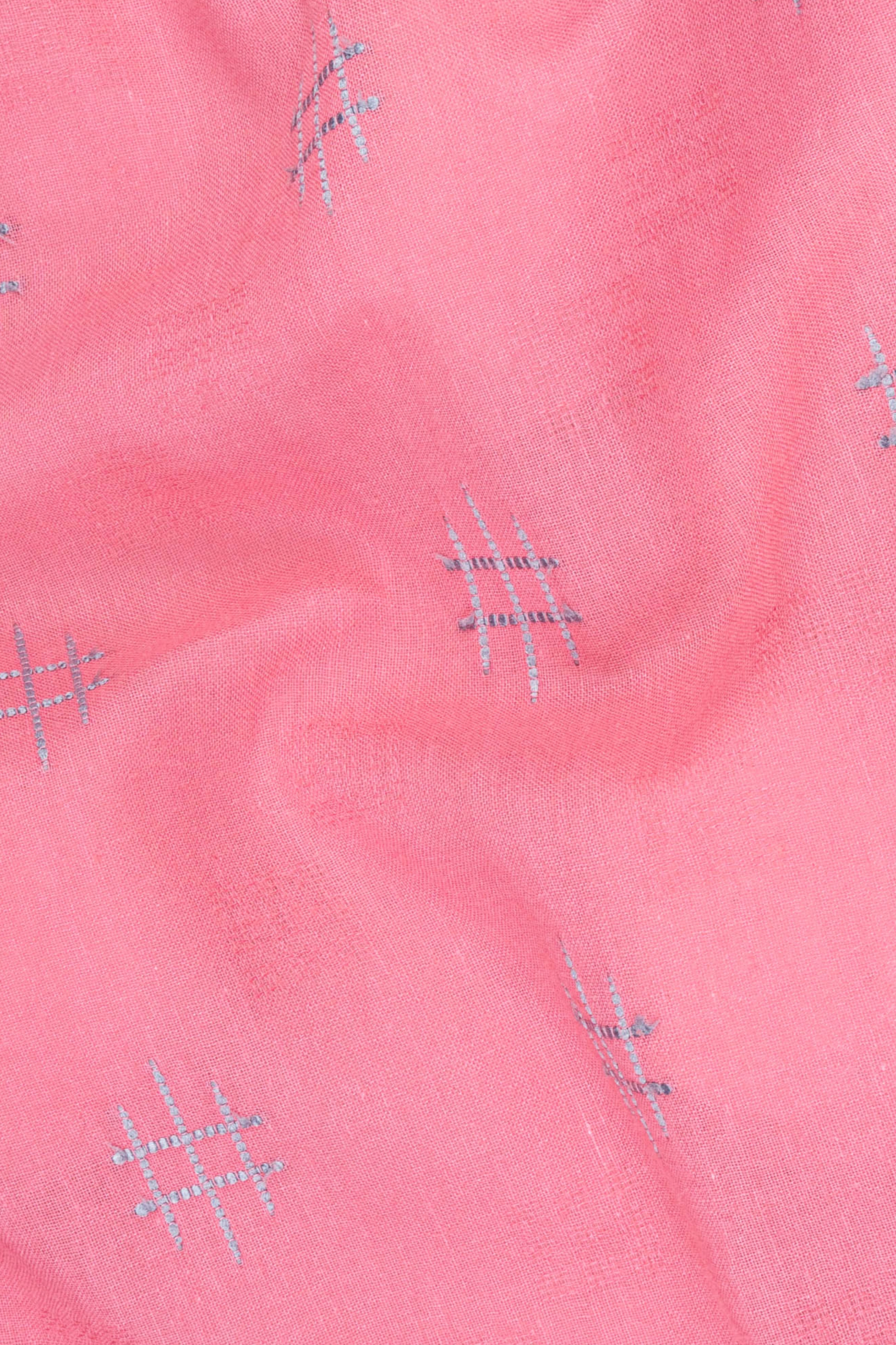 Geraldine Pink Dobby Textured Premium Giza Cotton Kurta Set