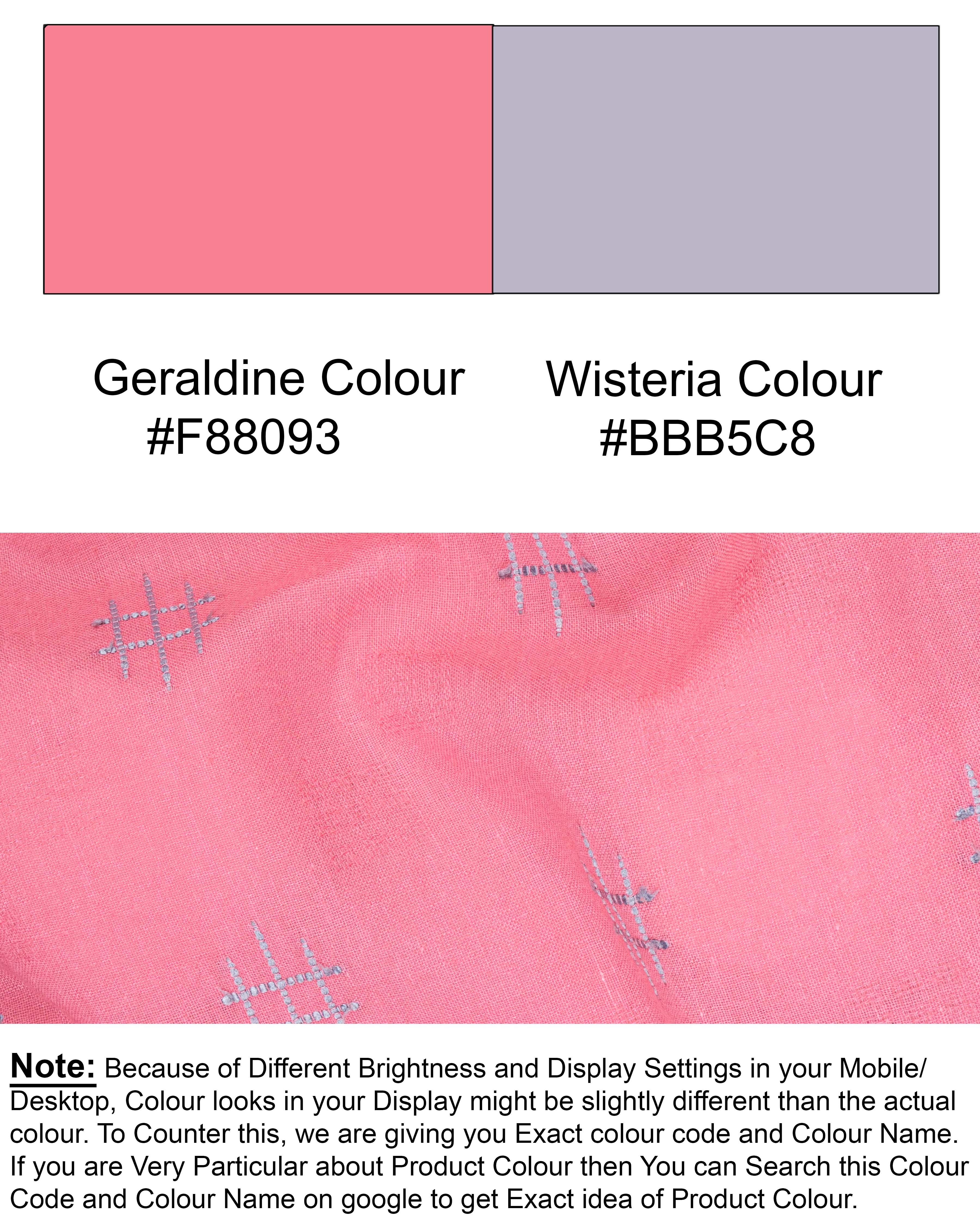 Geraldine Pink Dobby Textured Premium Giza Cotton Kurta Set