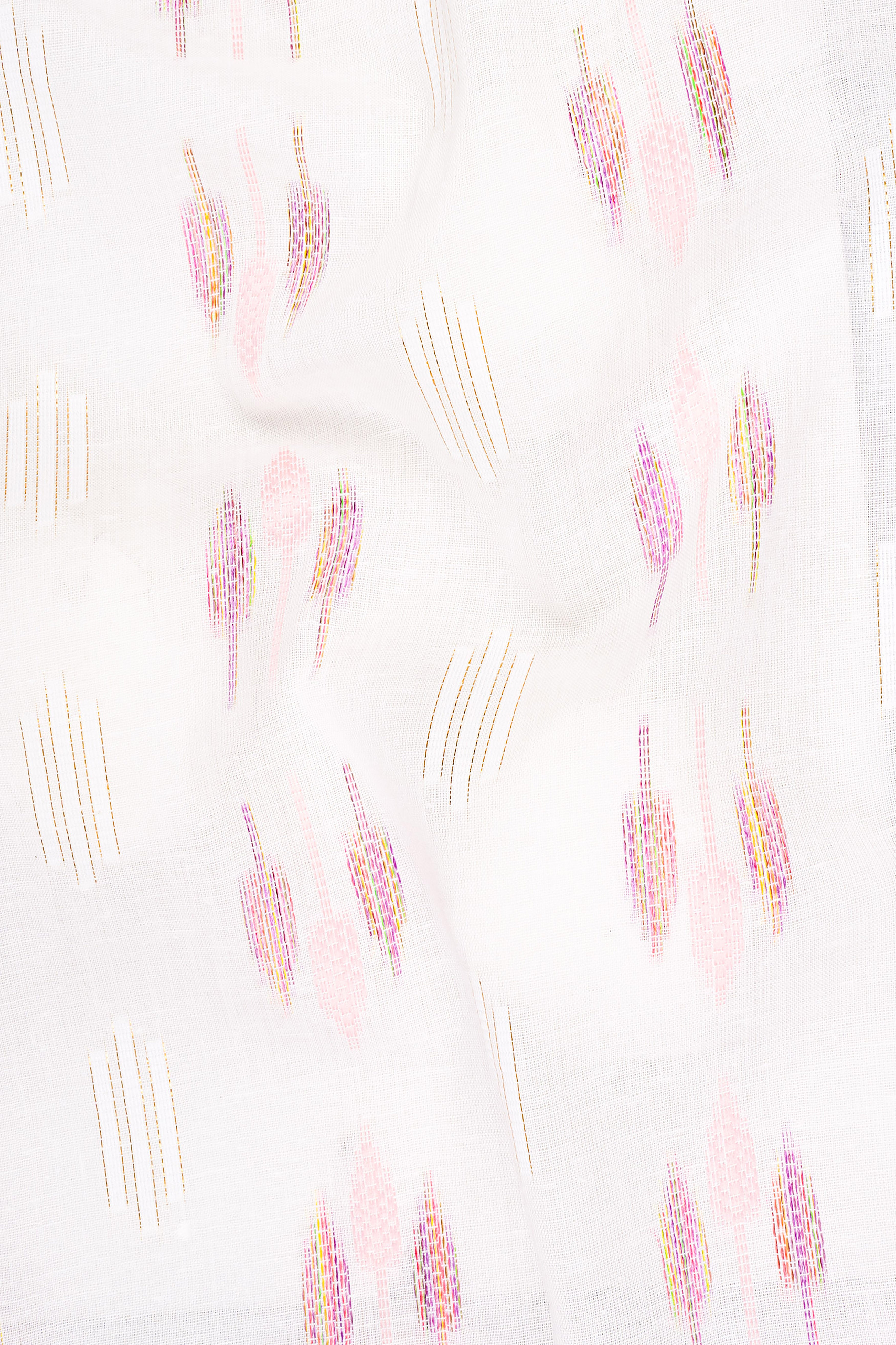 Cosmos Pink Leaves Textured Jacquard Premium Giza Cotton Kurta Set