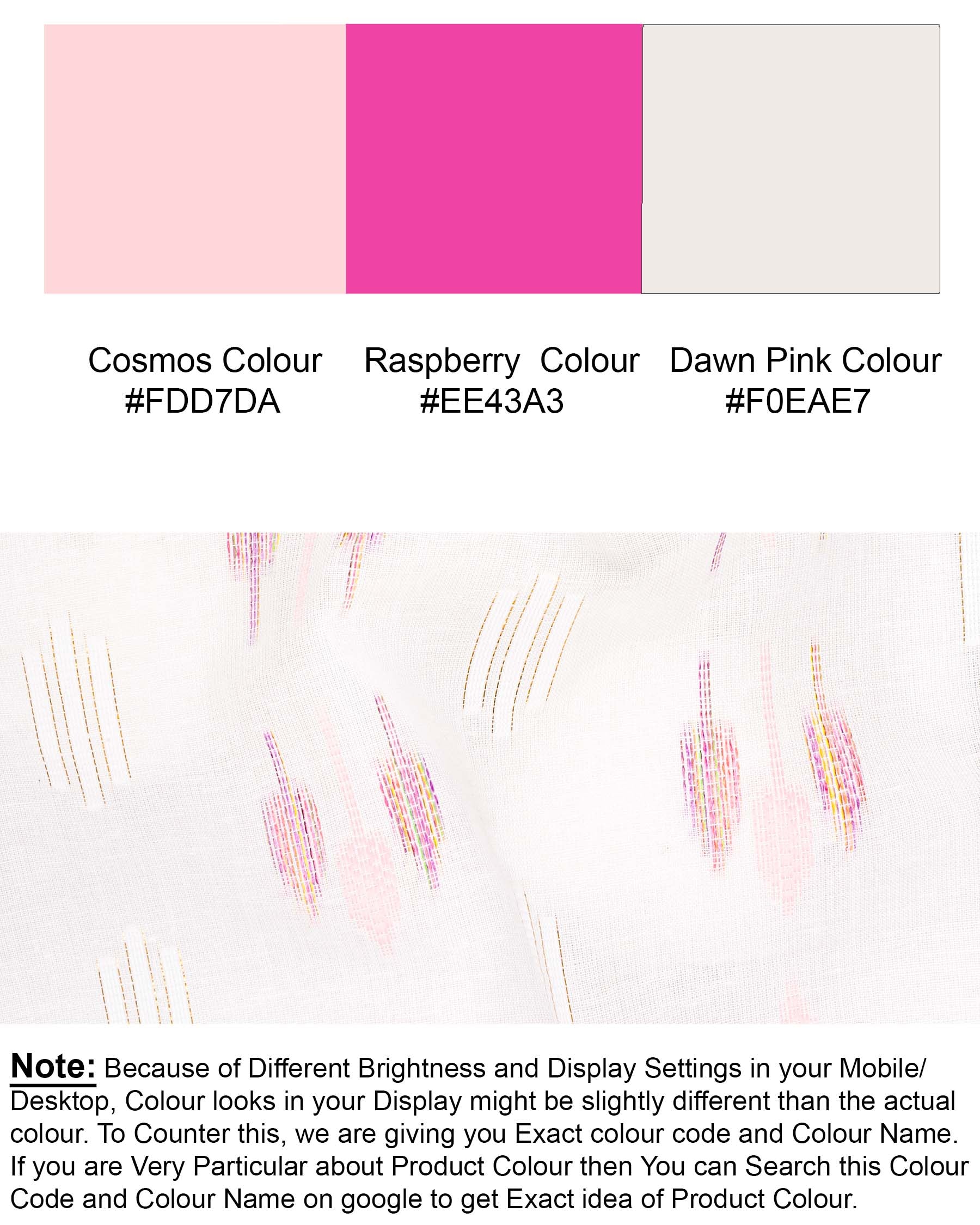 Cosmos Pink Leaves Textured Jacquard Premium Giza Cotton Kurta Set