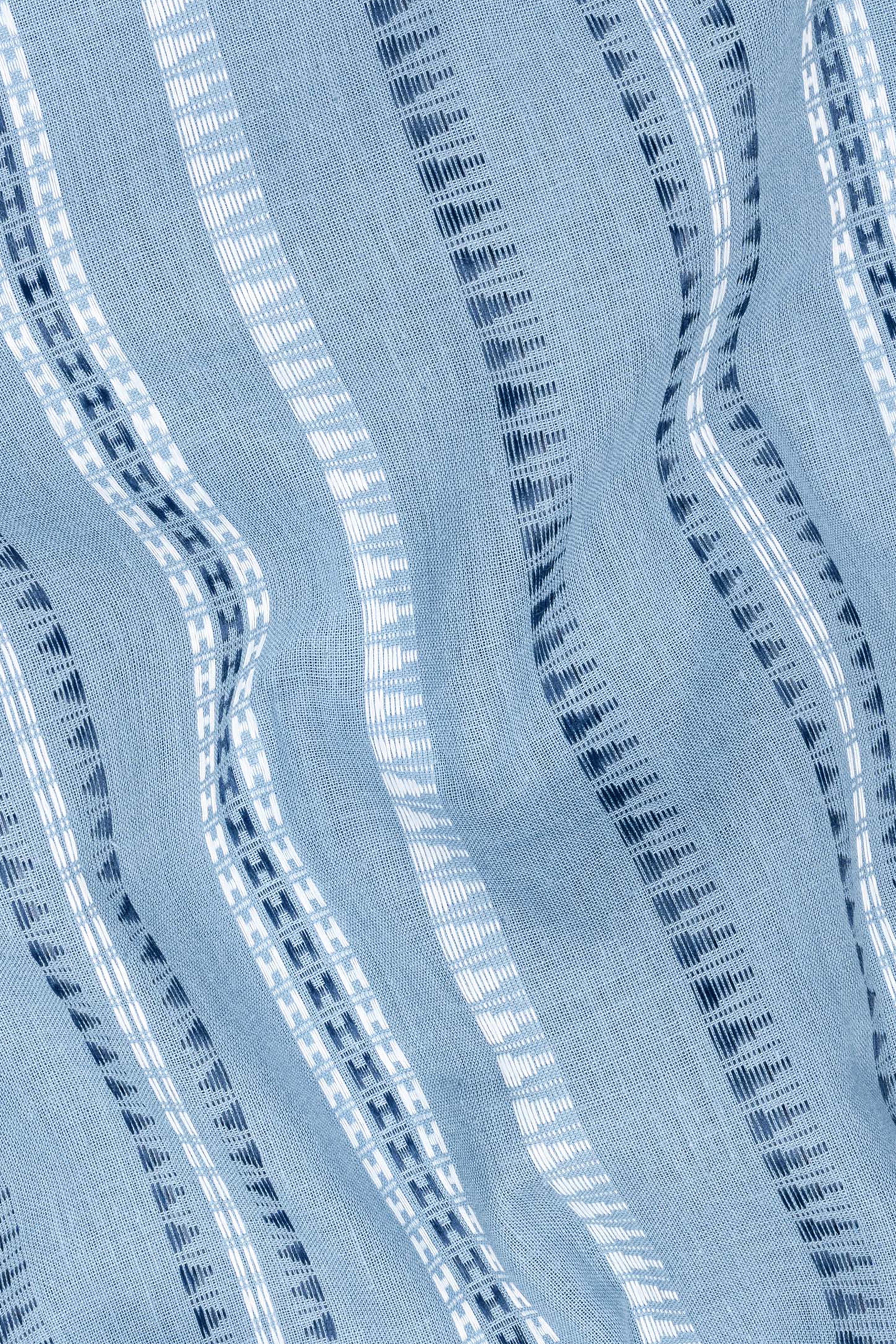 Glacier Blue Dobby Textured Premium Giza Cotton Kurta Set