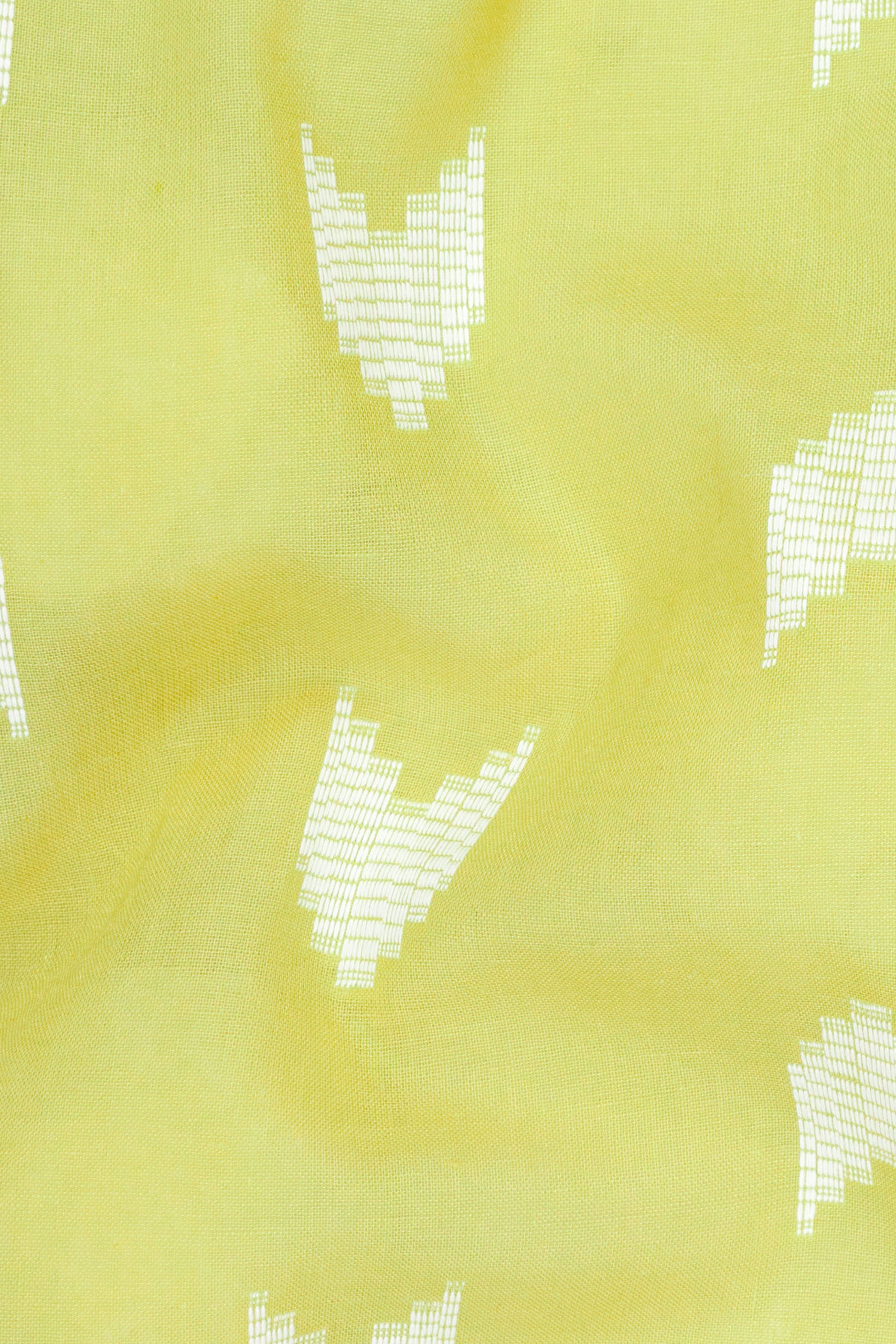 Golden Sand Green Arrow-Like Texture Jacquard Textured Premium Giza Cotton Kurta Set