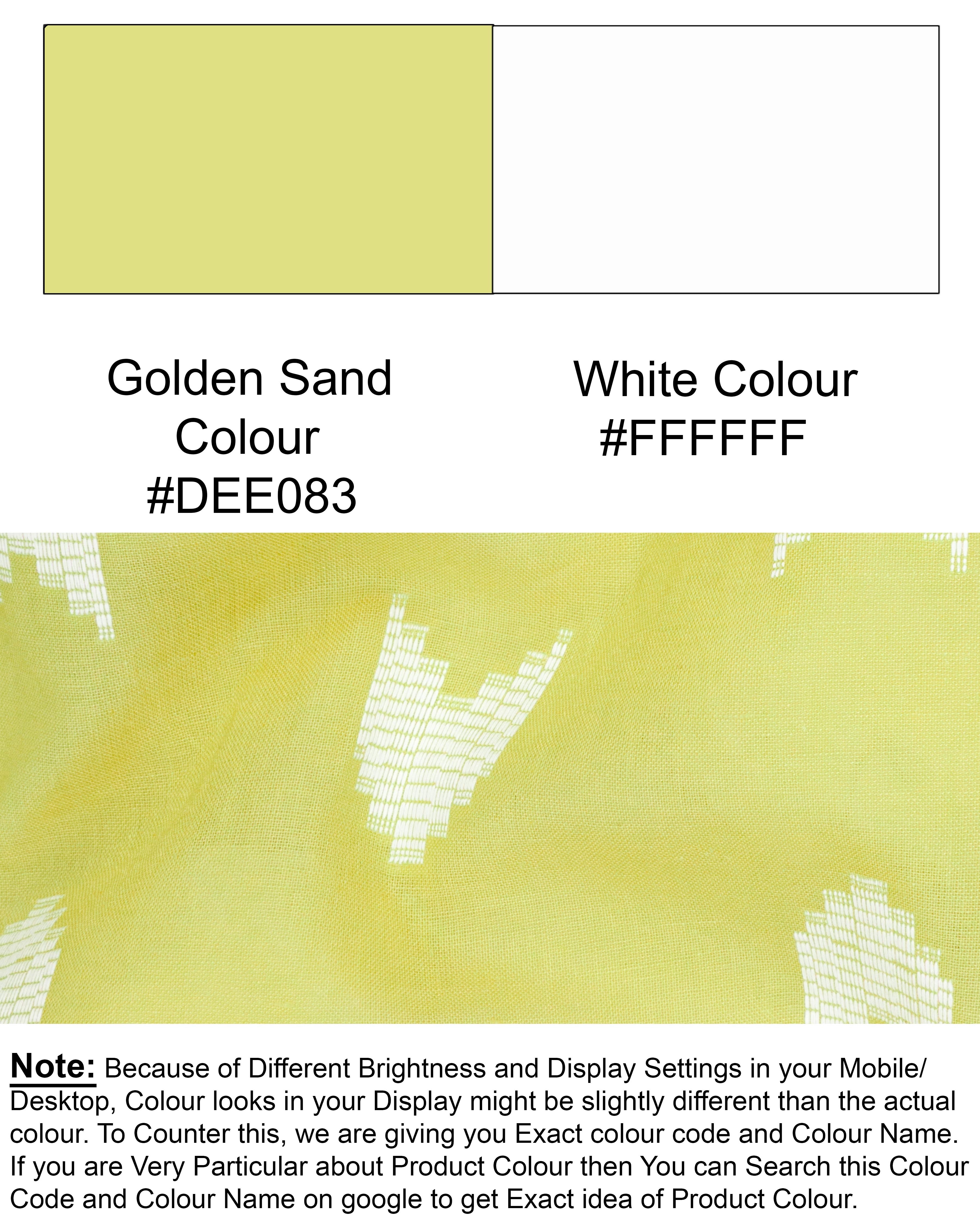 Golden Sand Green Arrow-Like Texture Jacquard Textured Premium Giza Cotton Kurta Set