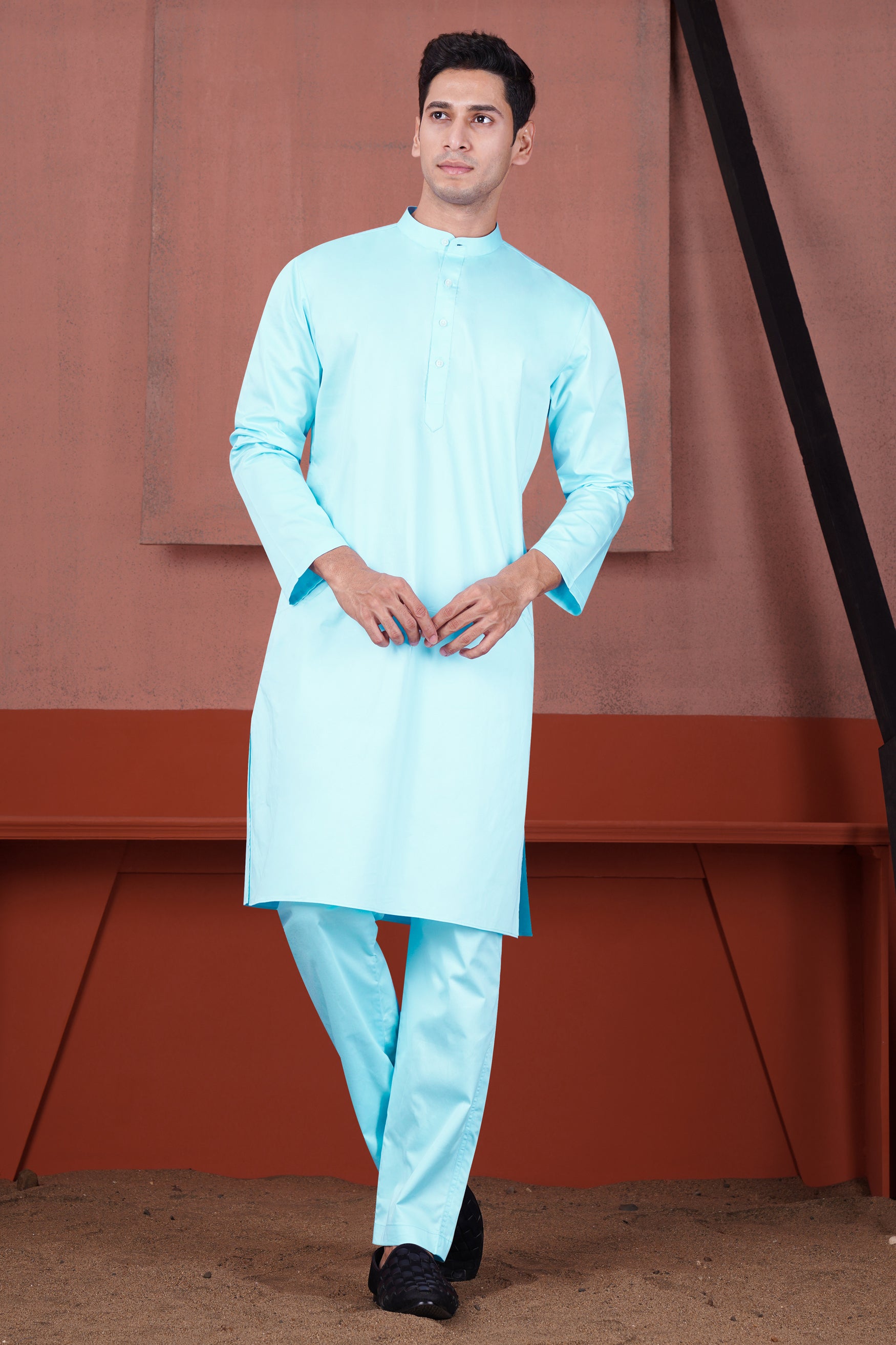 Charlotte Blue Subtle Sheen Super Soft Premium Cotton Kurta Set