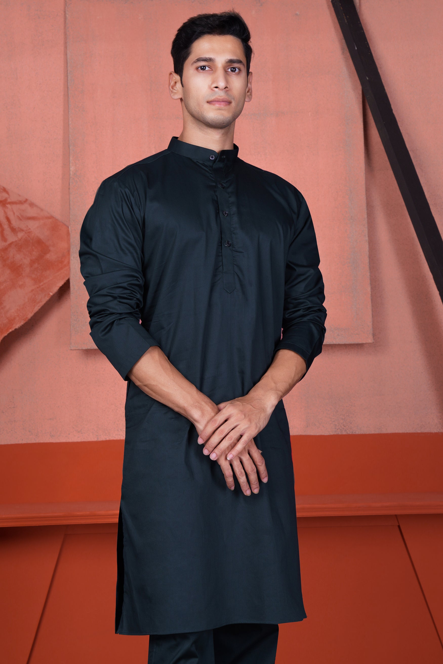 Gunmetal Blue Subtle Sheen Super Soft Premium Cotton Kurta Set