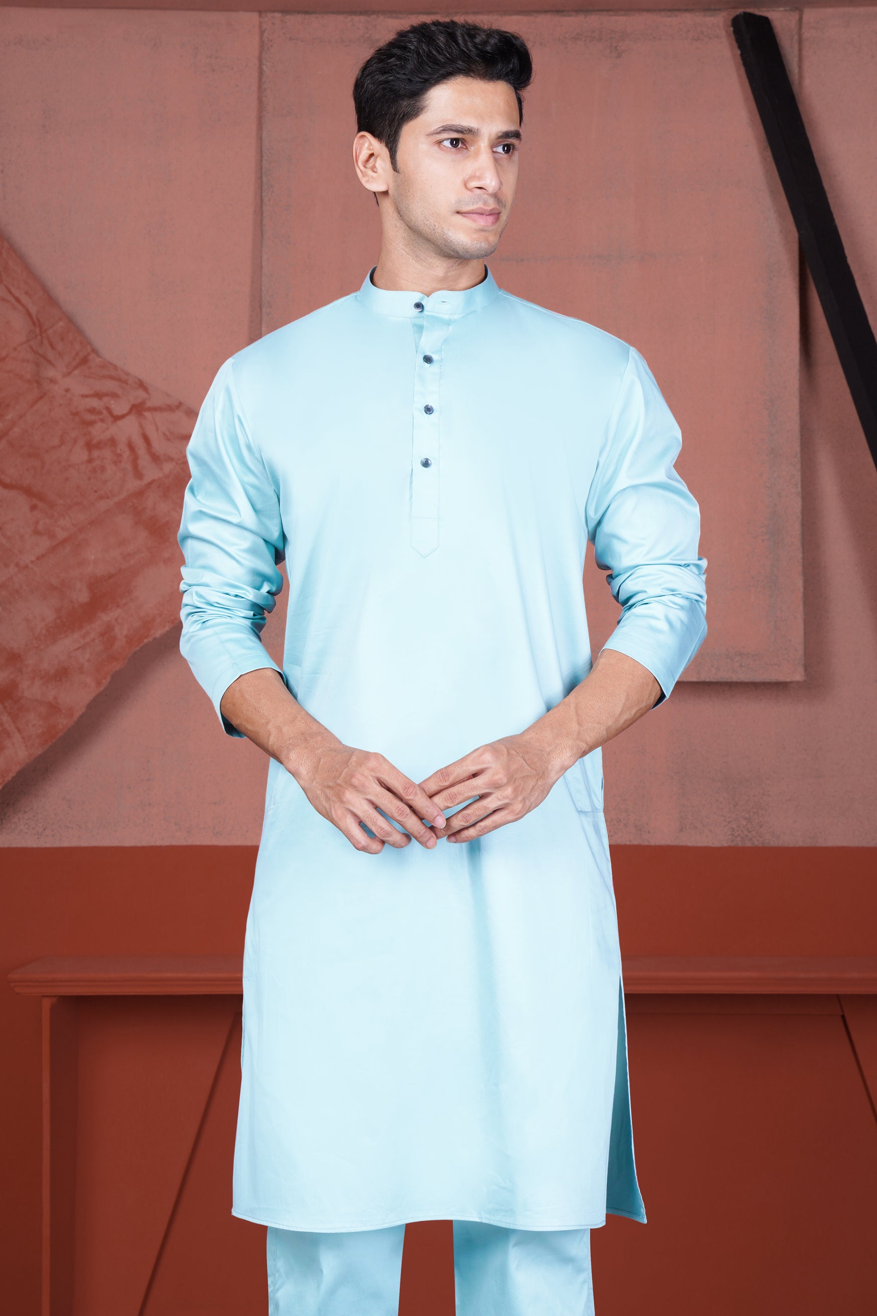 Sail Blue Subtle Sheen Super Soft Premium Cotton Kurta Set