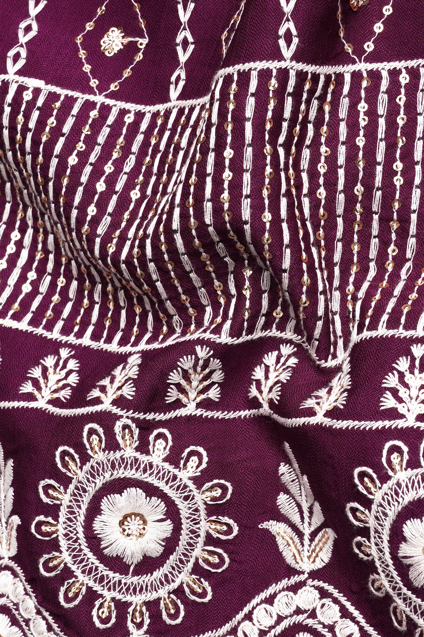 Pansy Purple Cotton Thread Embroidered Viscose Designer Kurta Set