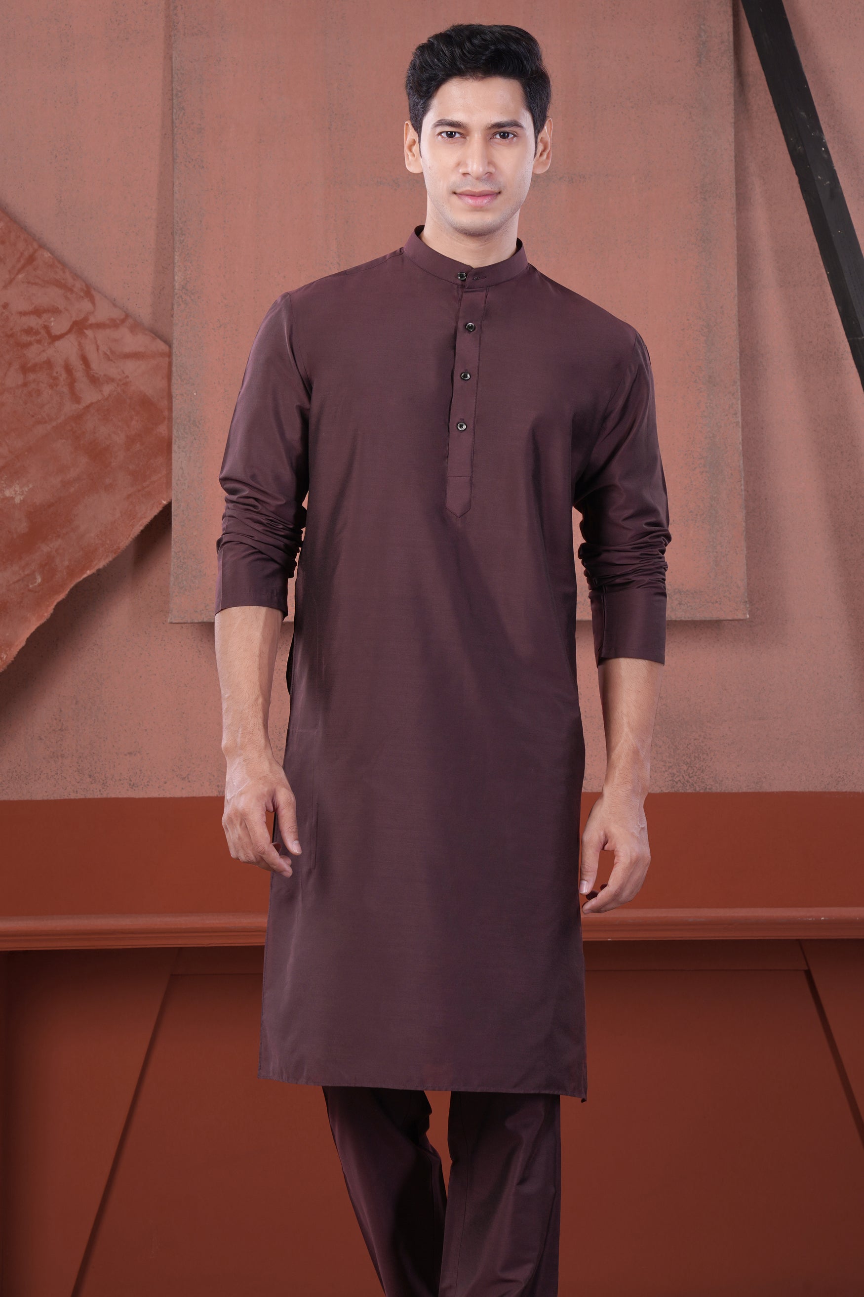 Kalamata Maroon Subtle Sheen Viscose Kurta