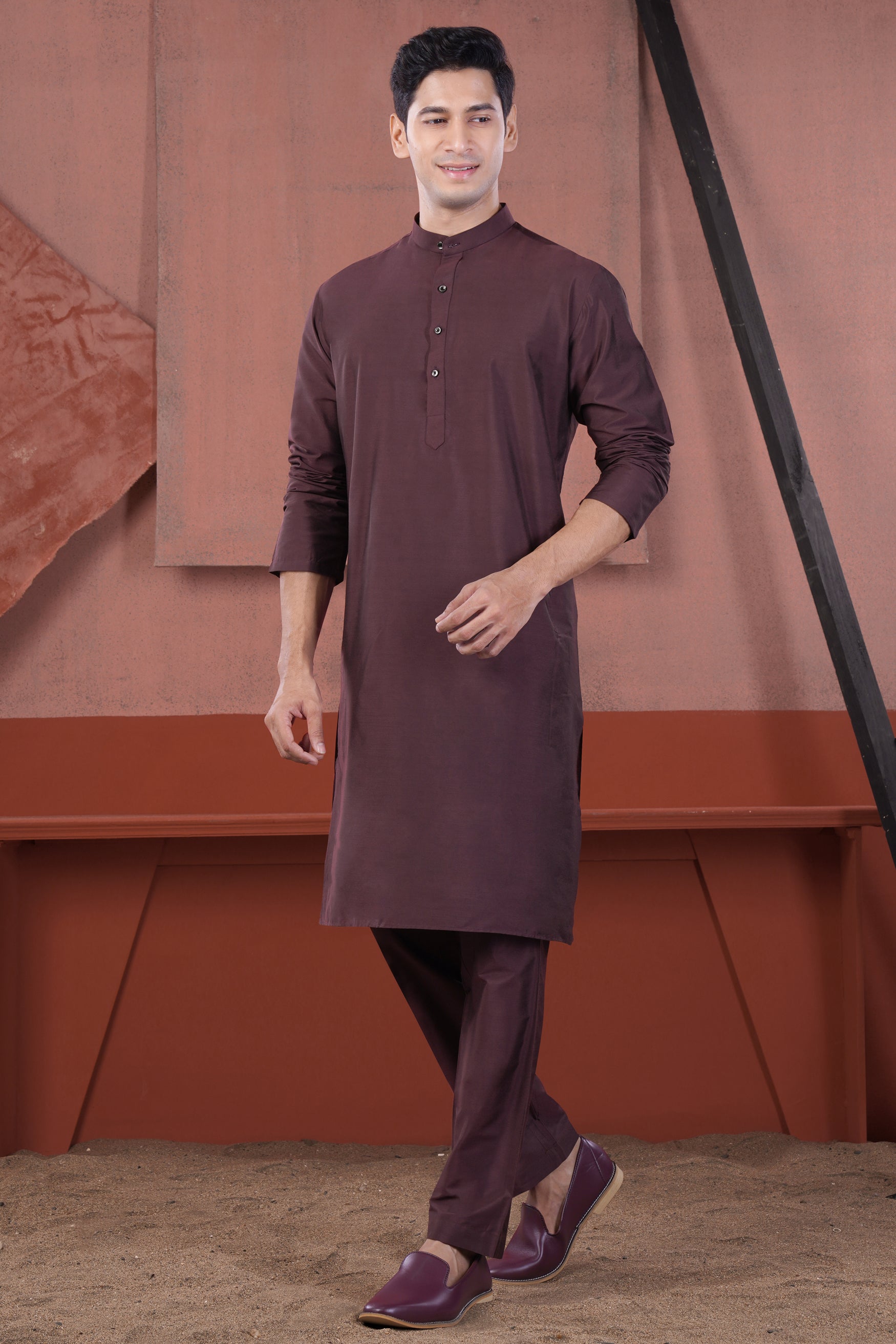 Kalamata Maroon Subtle Sheen Viscose Kurta