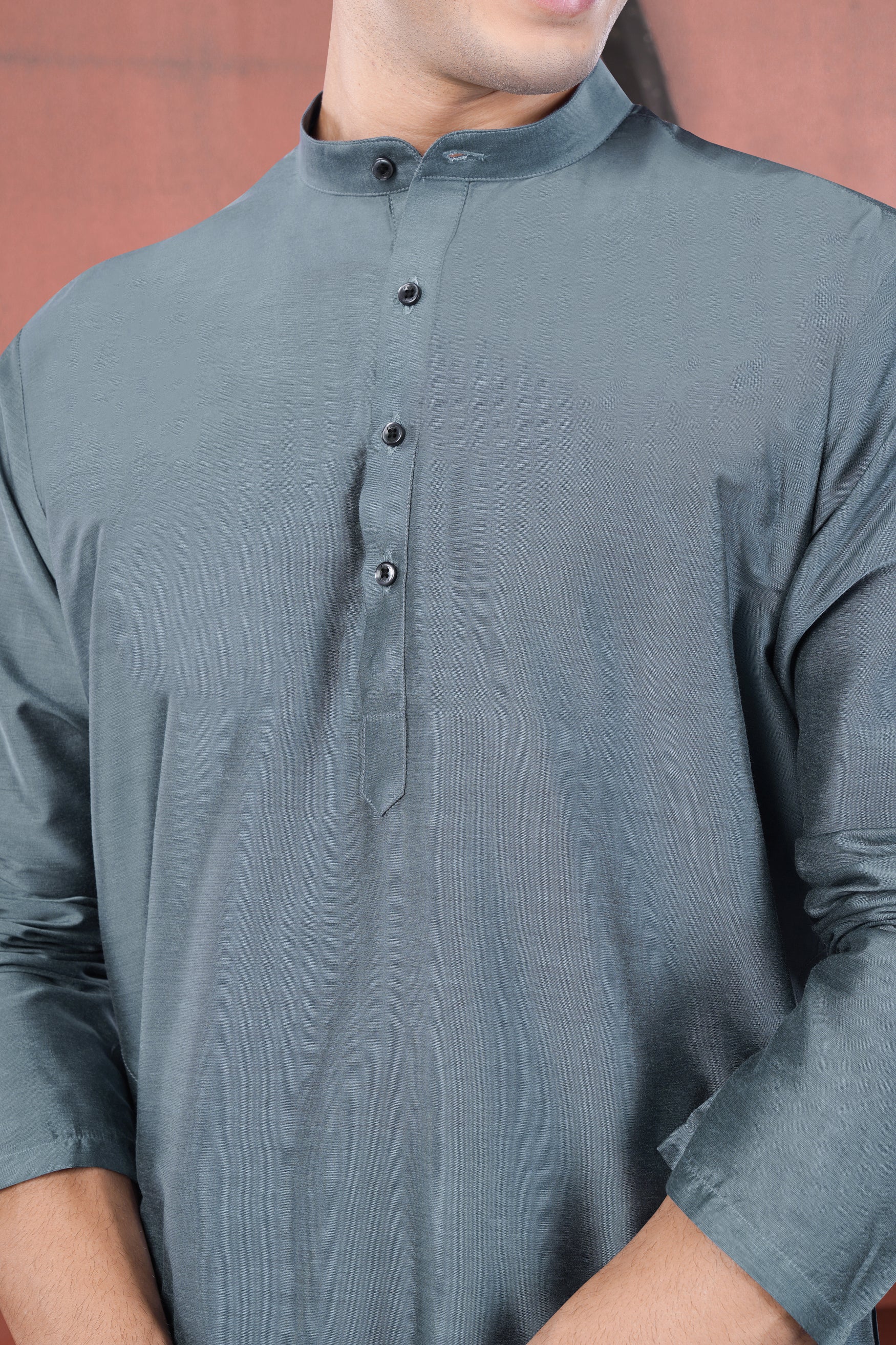 Slate Blue Subtle Sheen Viscose Kurta Set