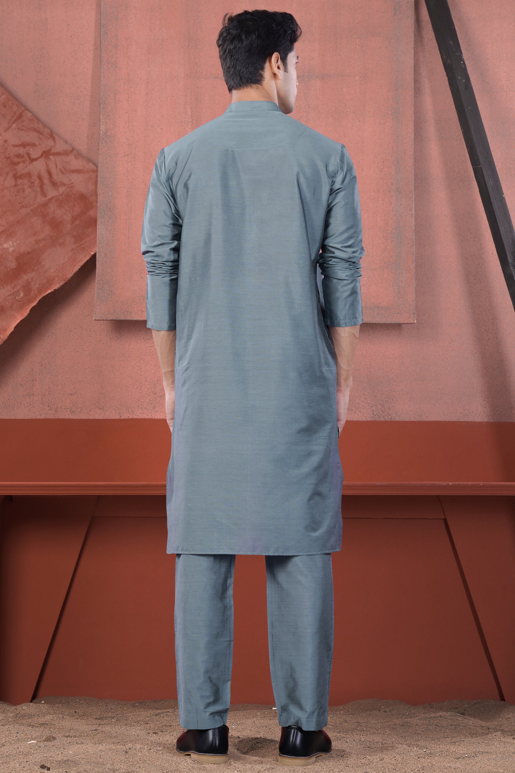 Slate Blue Subtle Sheen Viscose Kurta Set