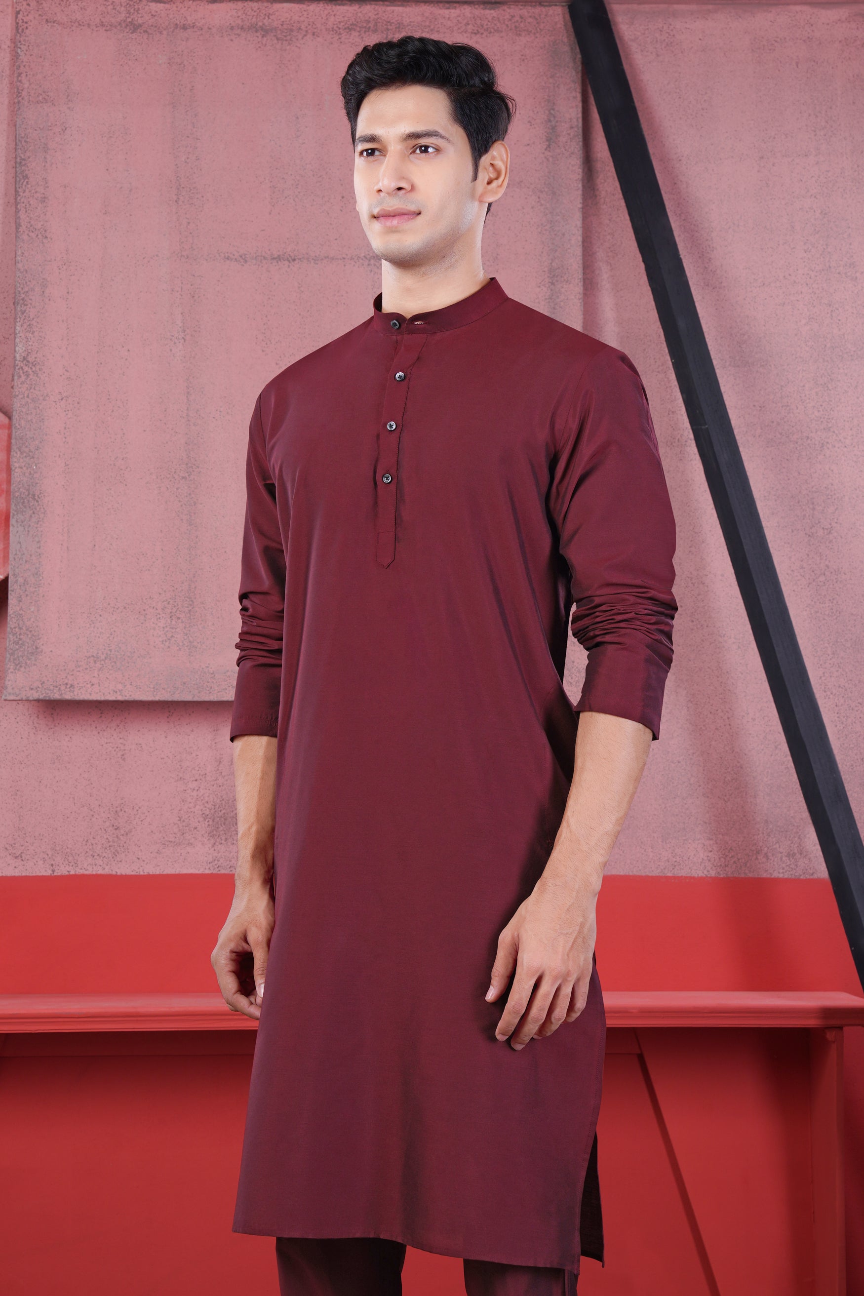 Plum Maroon Subtle Sheen Viscose Kurta Set