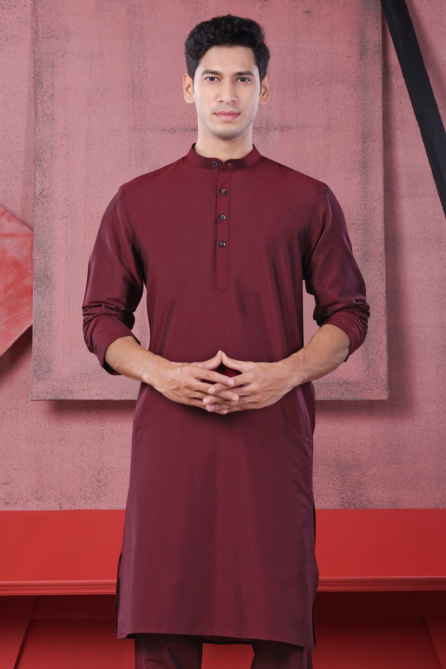 Plum Maroon Subtle Sheen Viscose Kurta Set