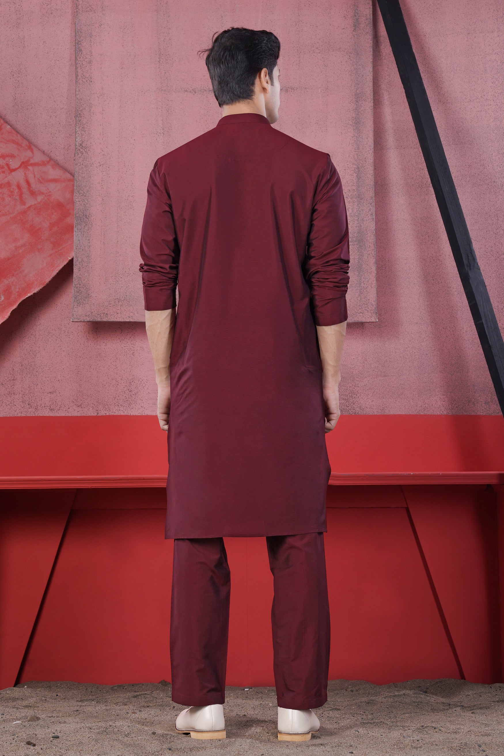 Plum Maroon Subtle Sheen Viscose Kurta Set