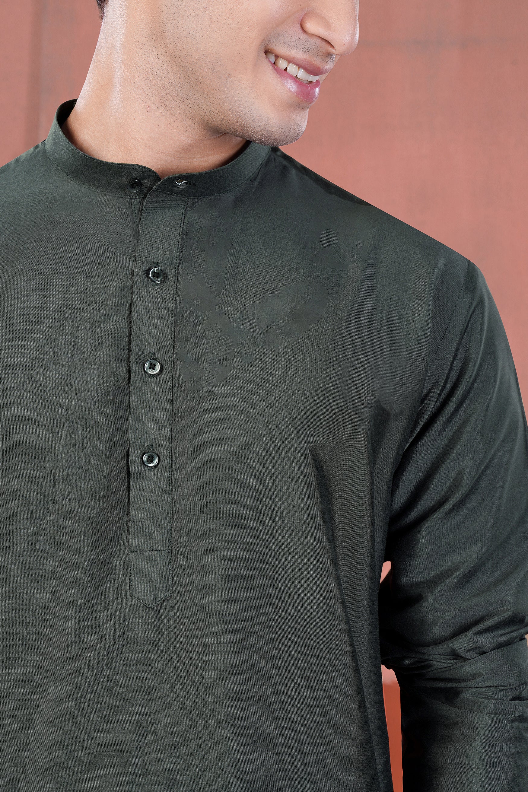 Gravel Green Subtle Sheen Viscose Kurta Set