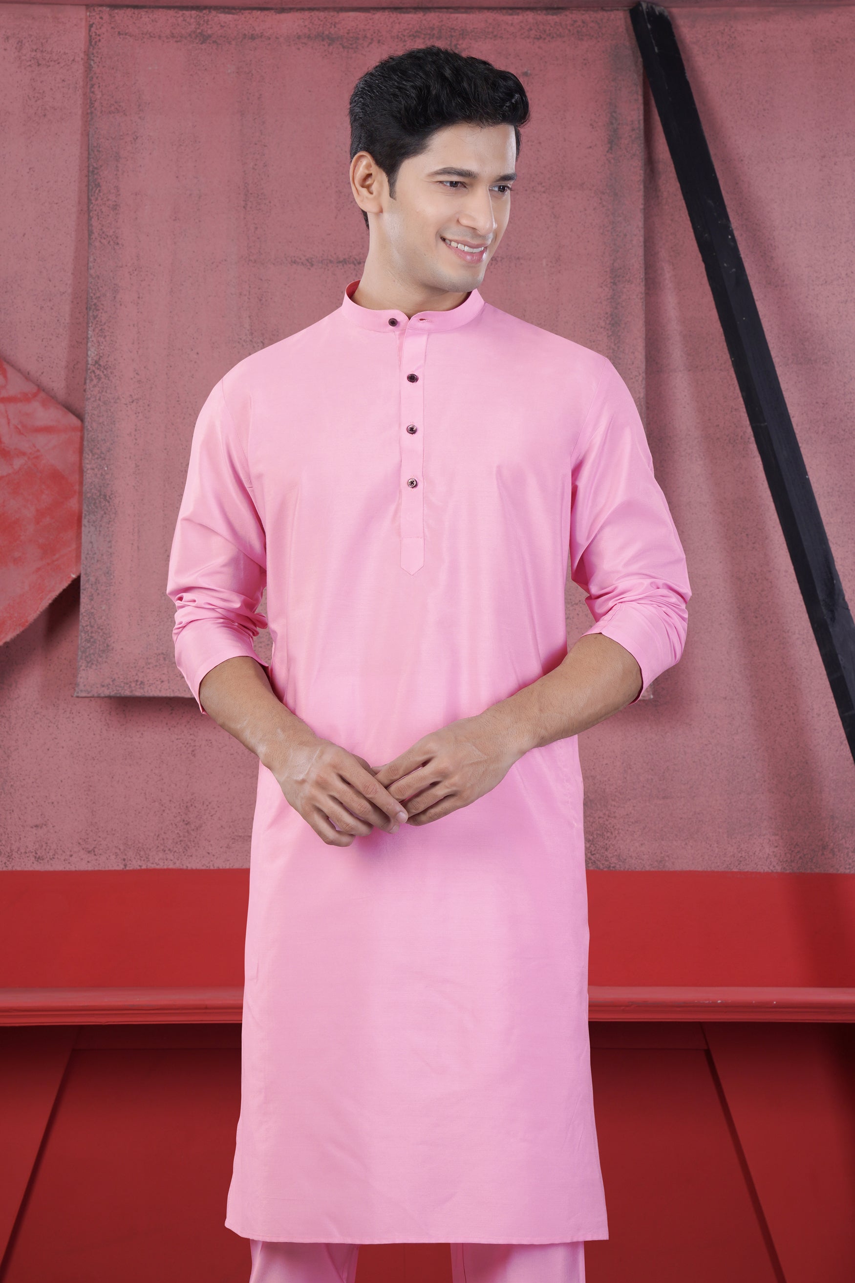 Magenta Pink Subtle Sheen Viscose Kurta Set