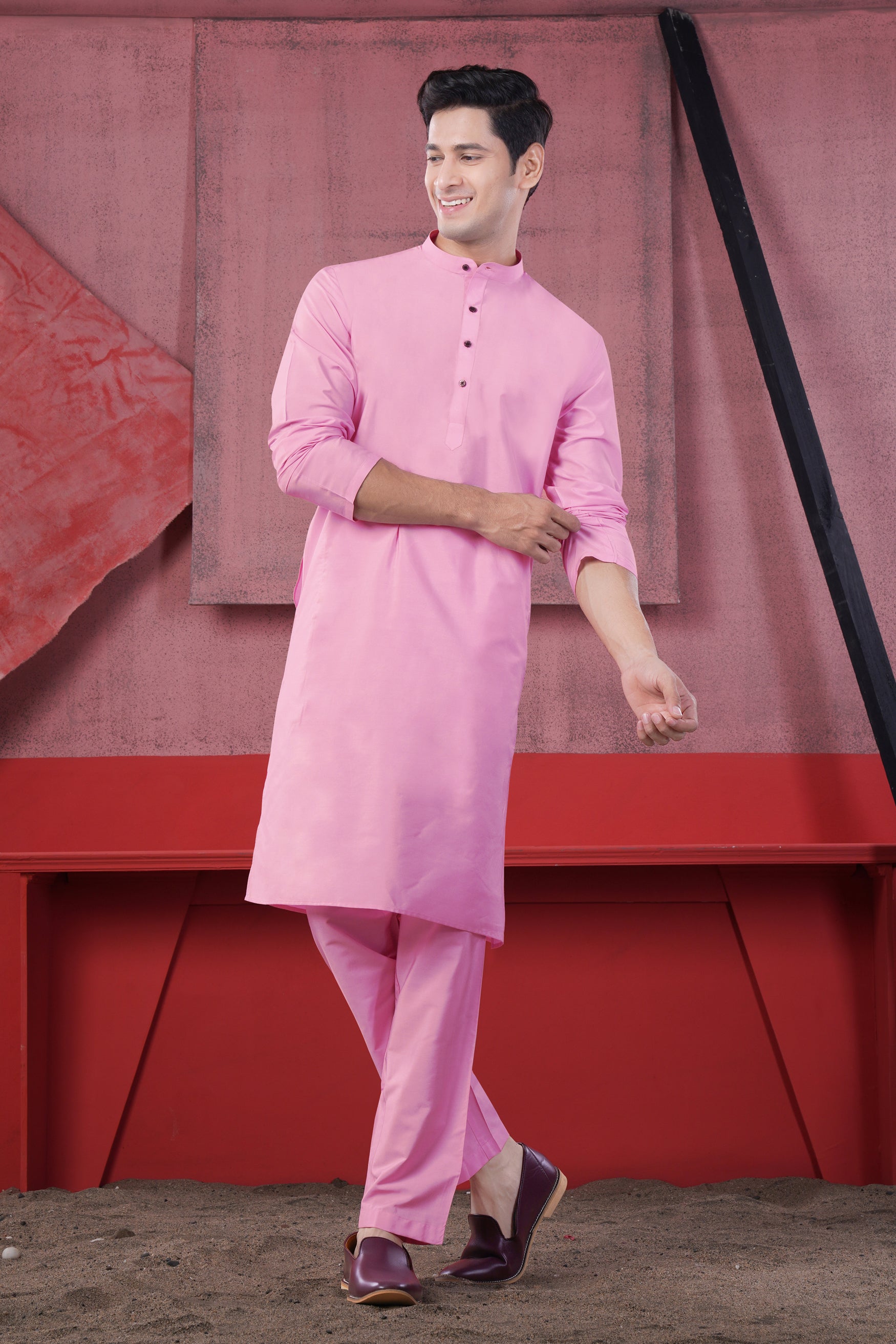 Magenta Pink Subtle Sheen Viscose Kurta Set