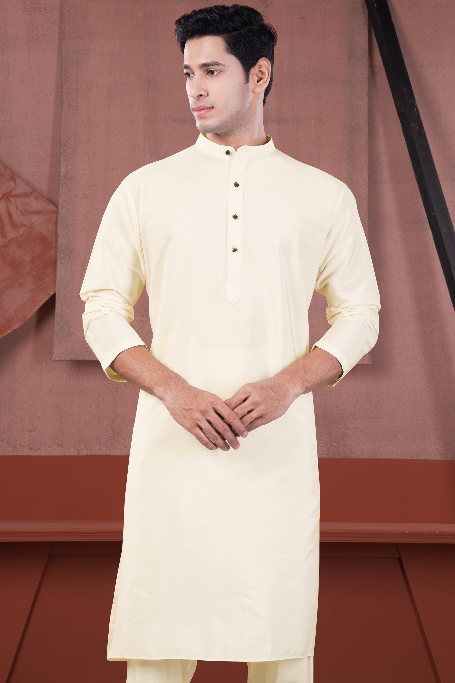 Beige Subtle Sheen Viscose Kurta Set