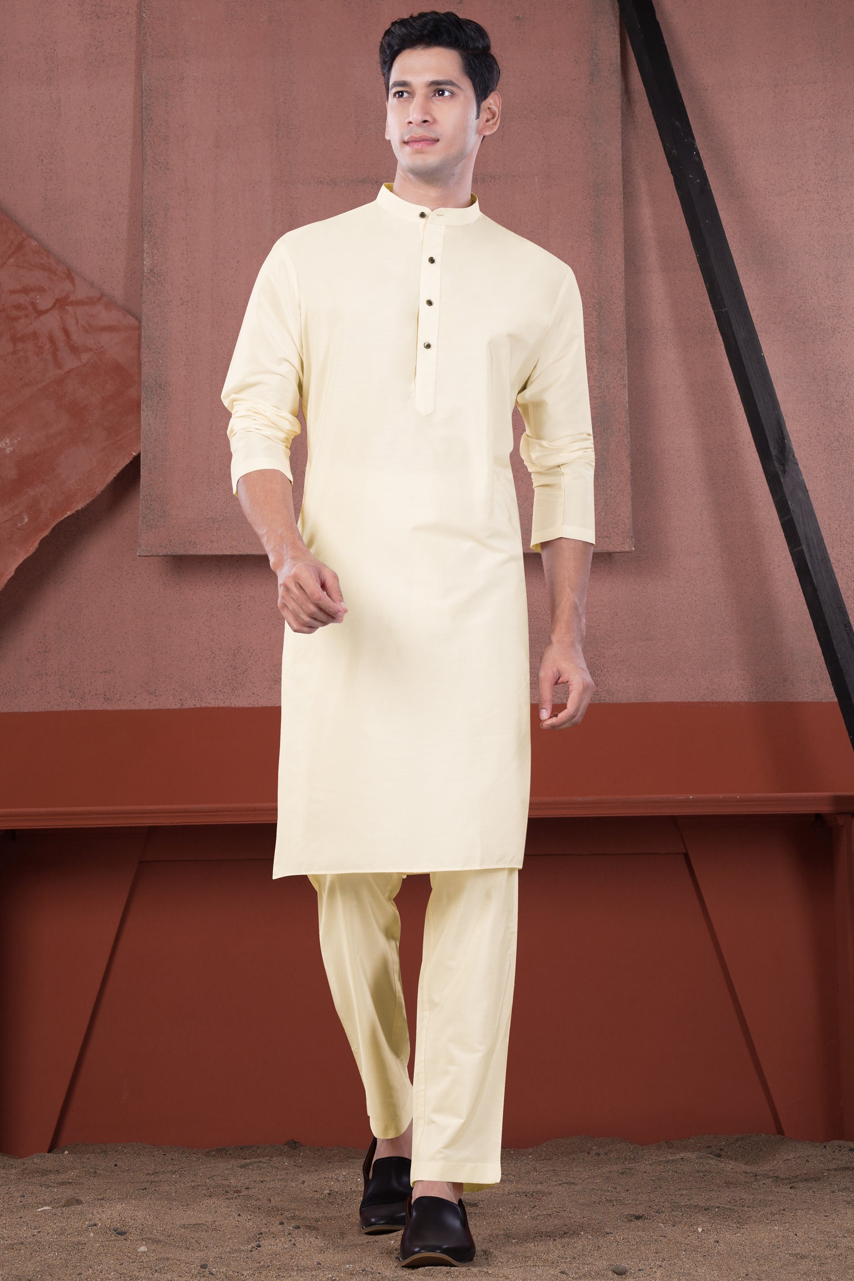 Beige Subtle Sheen Viscose Kurta Set