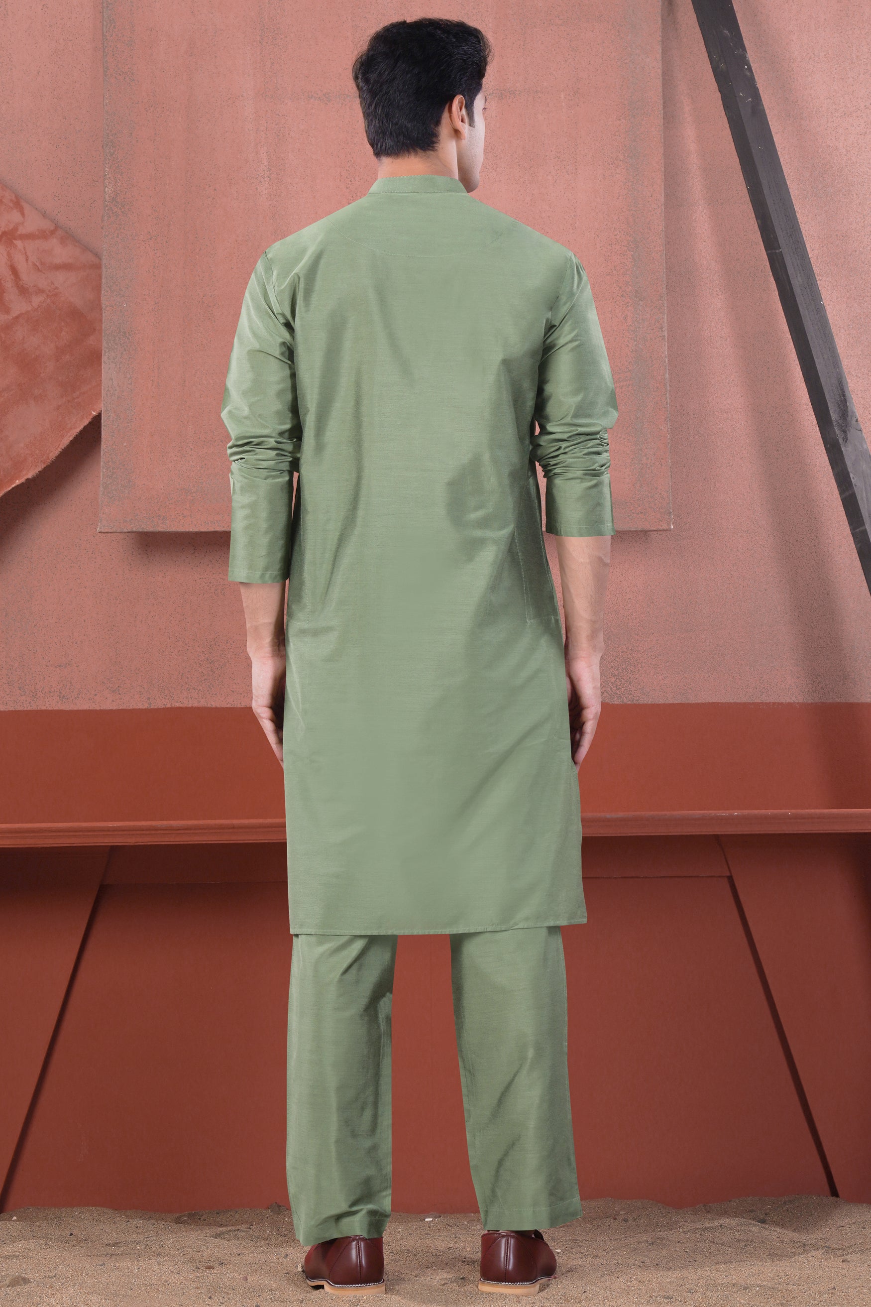 Olive Green Subtle Sheen Viscose Kurta Set KT286-BLK-38, KT286-BLK-39, KT286-BLK-40, KT286-BLK-42, KT286-BLK-44, KT286-BLK-46, KT286-BLK-48, KT286-BLK-50, KT286-BLK-52