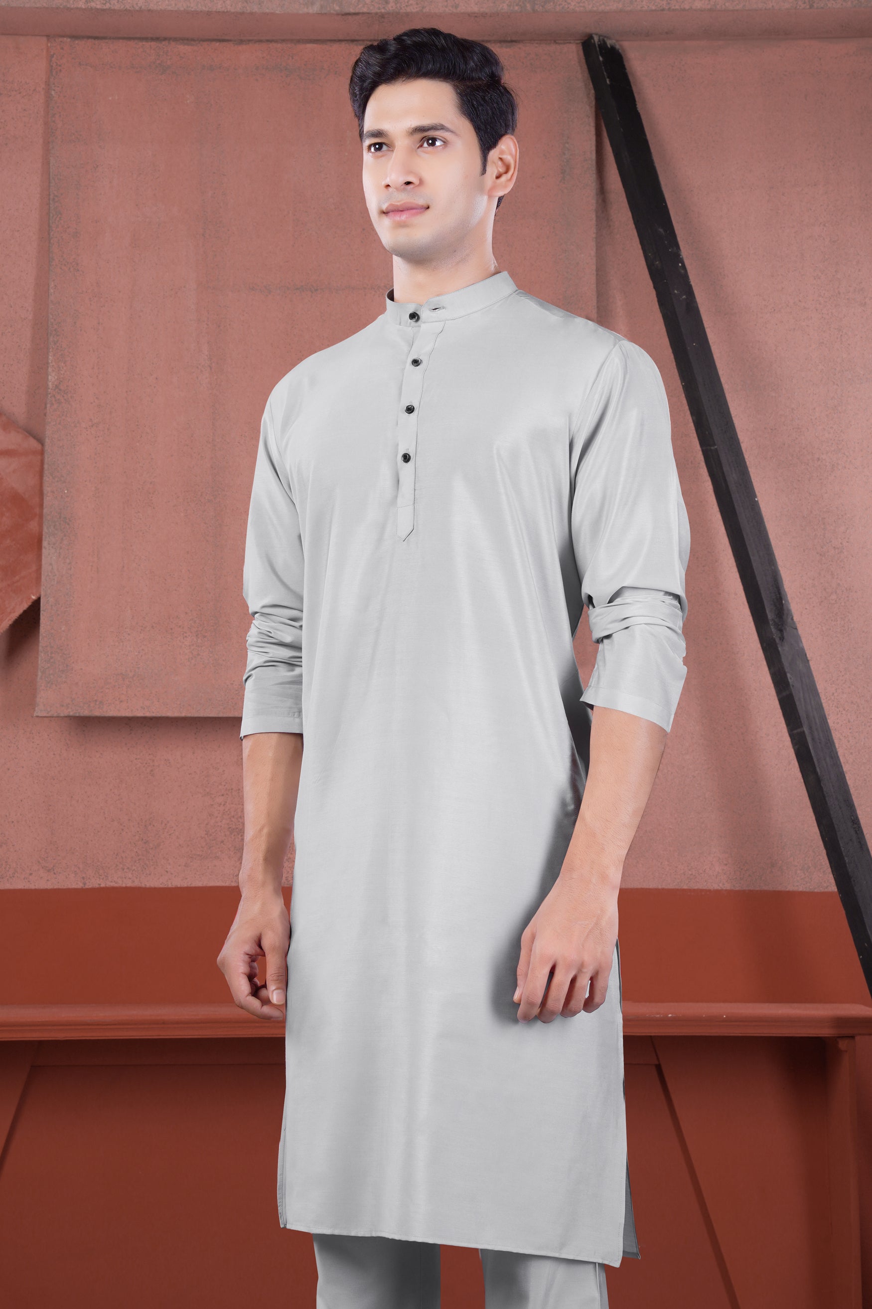 Nickel Gray Subtle Sheen Viscose Kurta Set