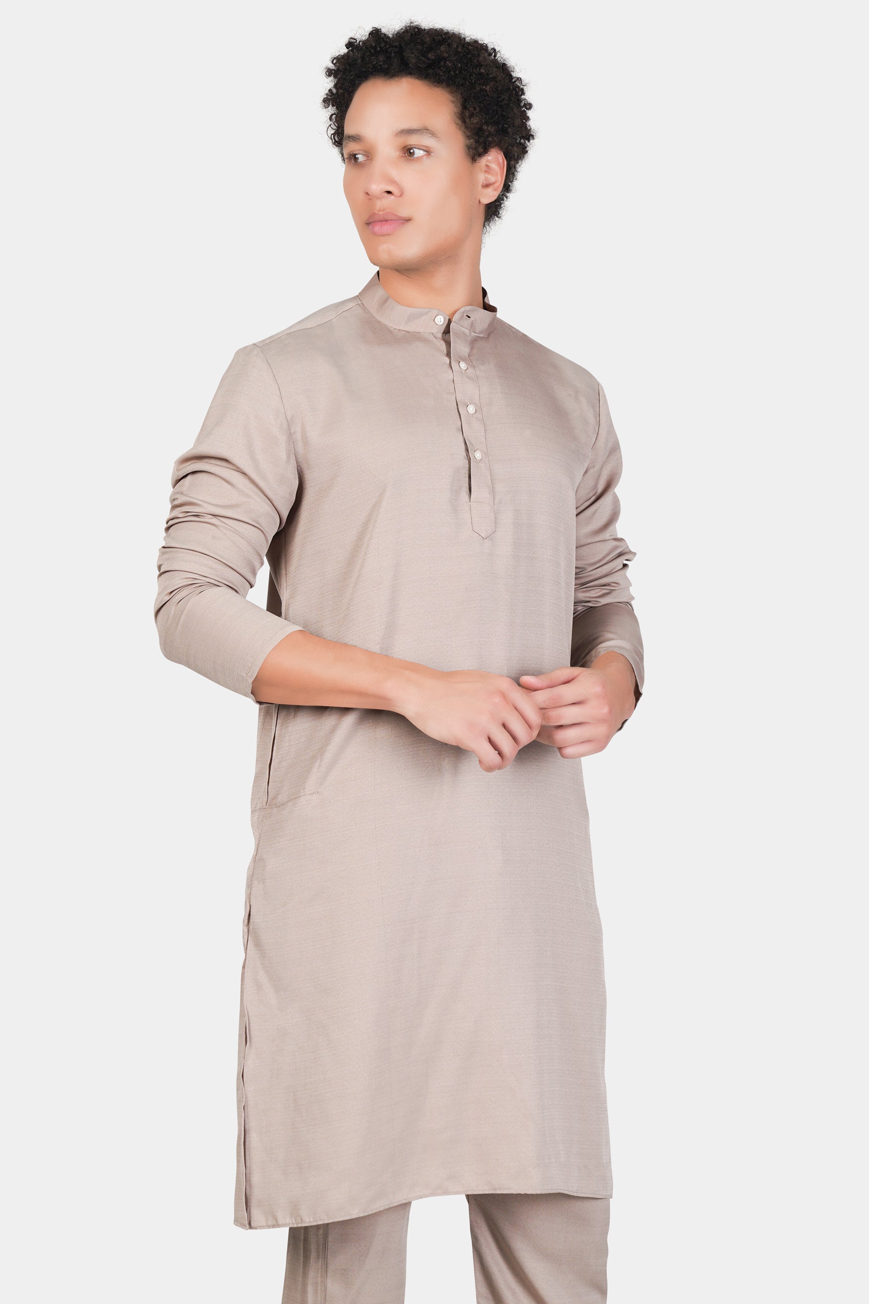 Foggy Brown Subtle Sheen Viscose Kurta Set