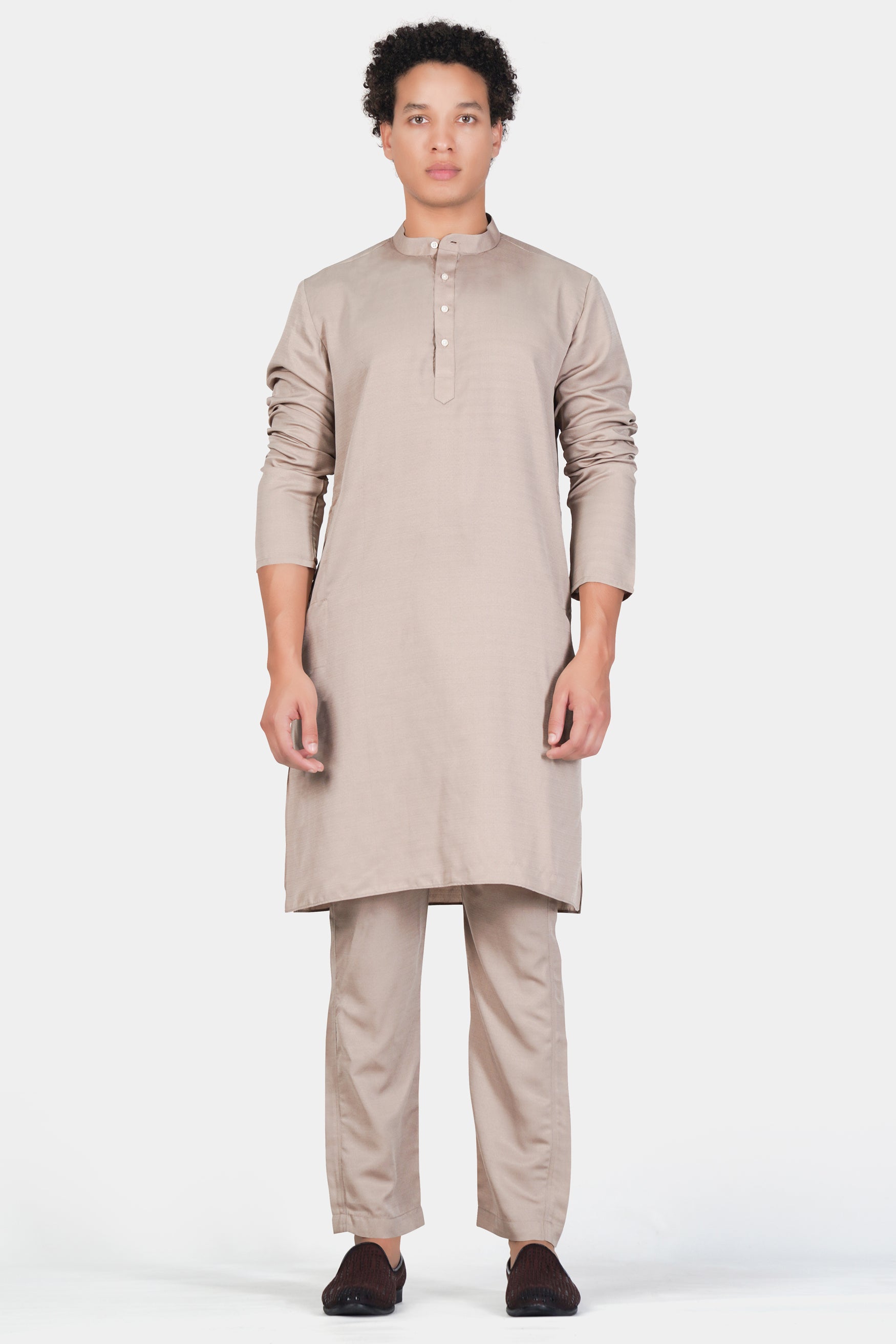 Foggy Brown Subtle Sheen Viscose Kurta Set